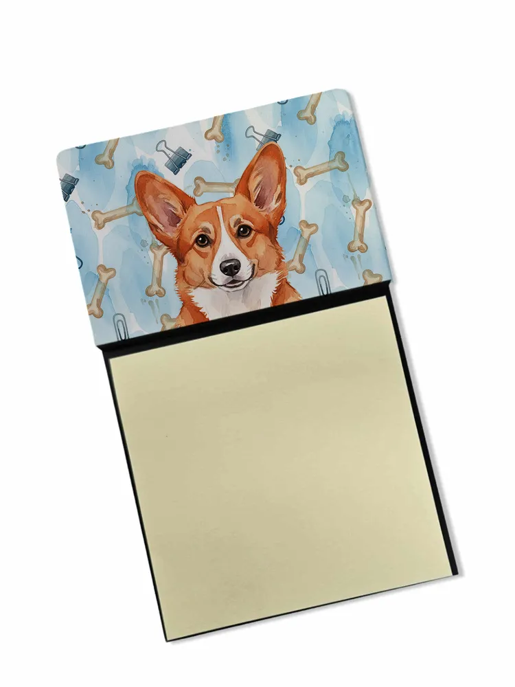 Red Cardigan Welsh Corgi Coworker Watercolor Sticky Note Holder Refillable Dispenser Desk Accessory 3x3 Pad Gift photo 8