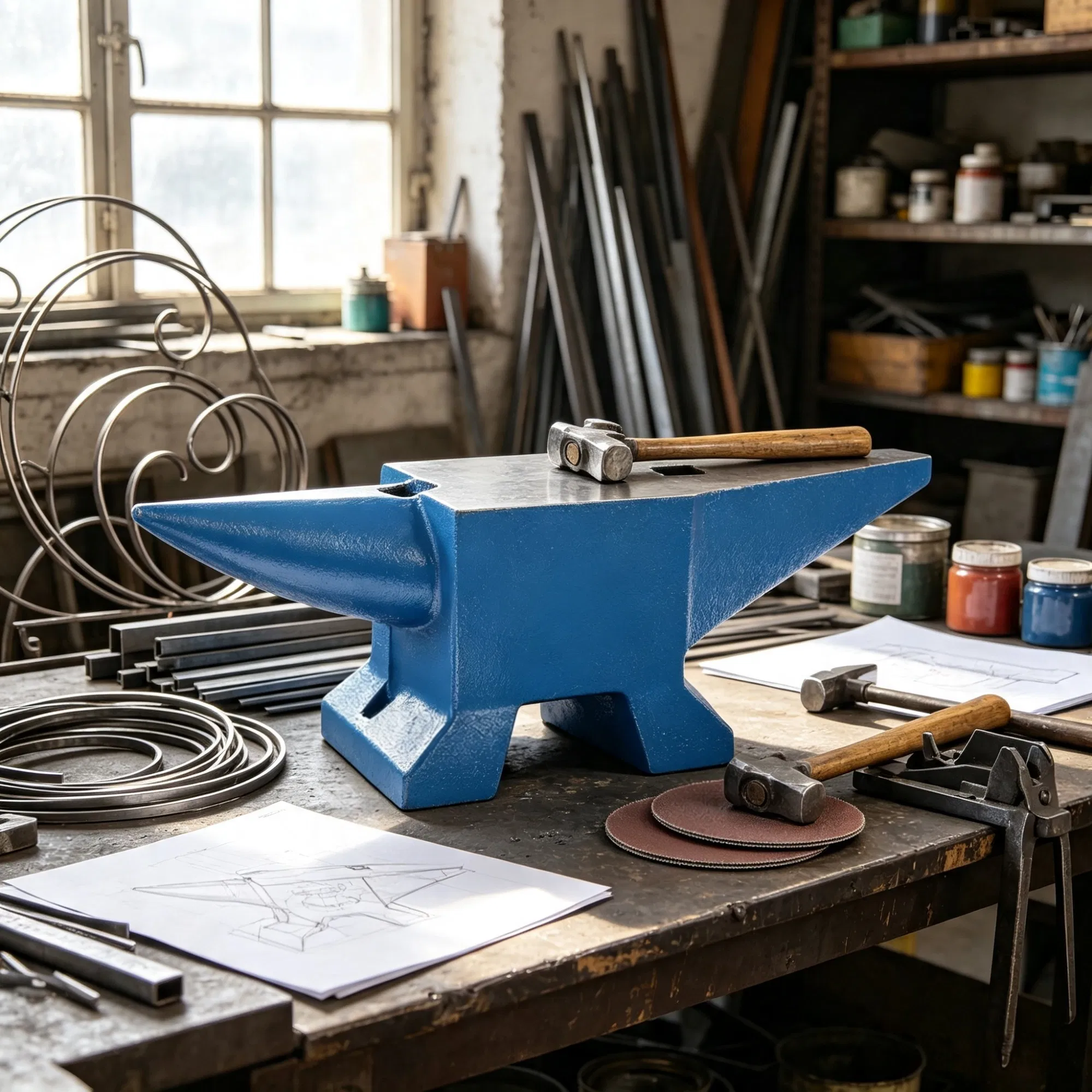 44 lbs Single Horn Steel Anvil with Round & Square Holes, Rugged Blacksmith Forge Tool for Jewelers & Metalsmiths photo 3