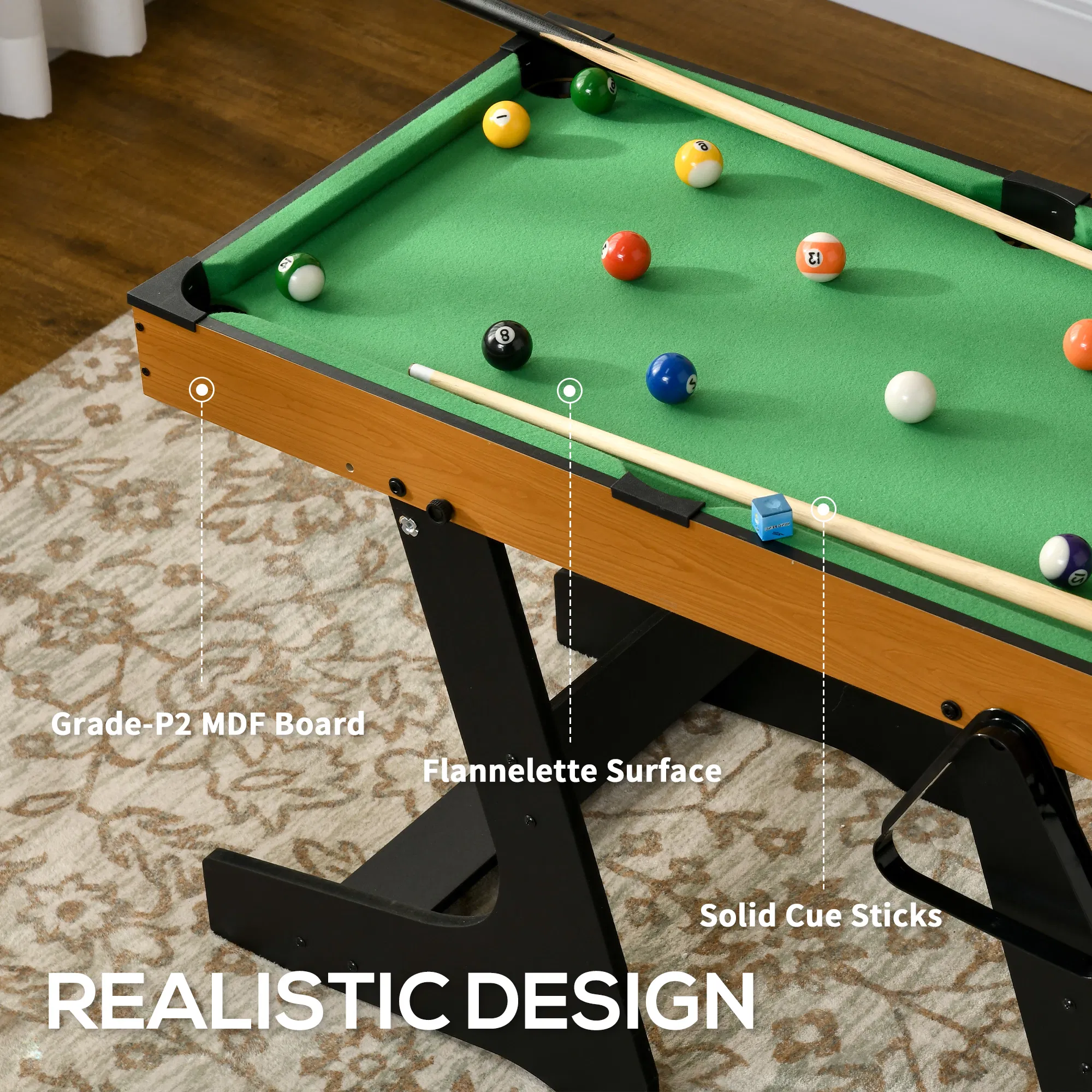 38" Mini Pool Table Set Tabletop Billiards Game with Easy Folding for Storage, with Balls, Cues, Chalk, Brush photo 6