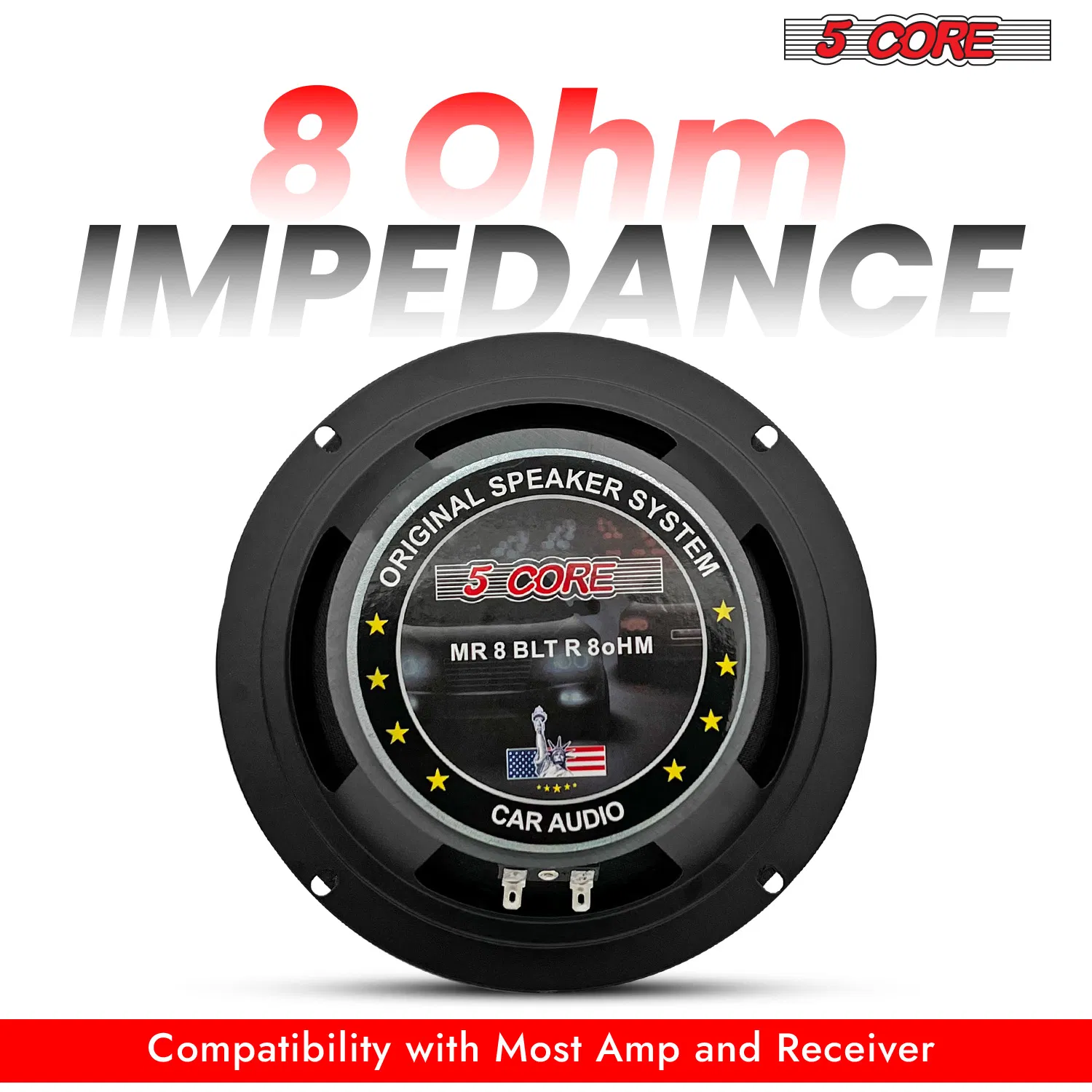 5Core 8 Inch 2Pcs Midrange Door Speaker 500W Subwoofer w Aluminum Bullet 4Ω/8Ω Sub Woofer photo 6
