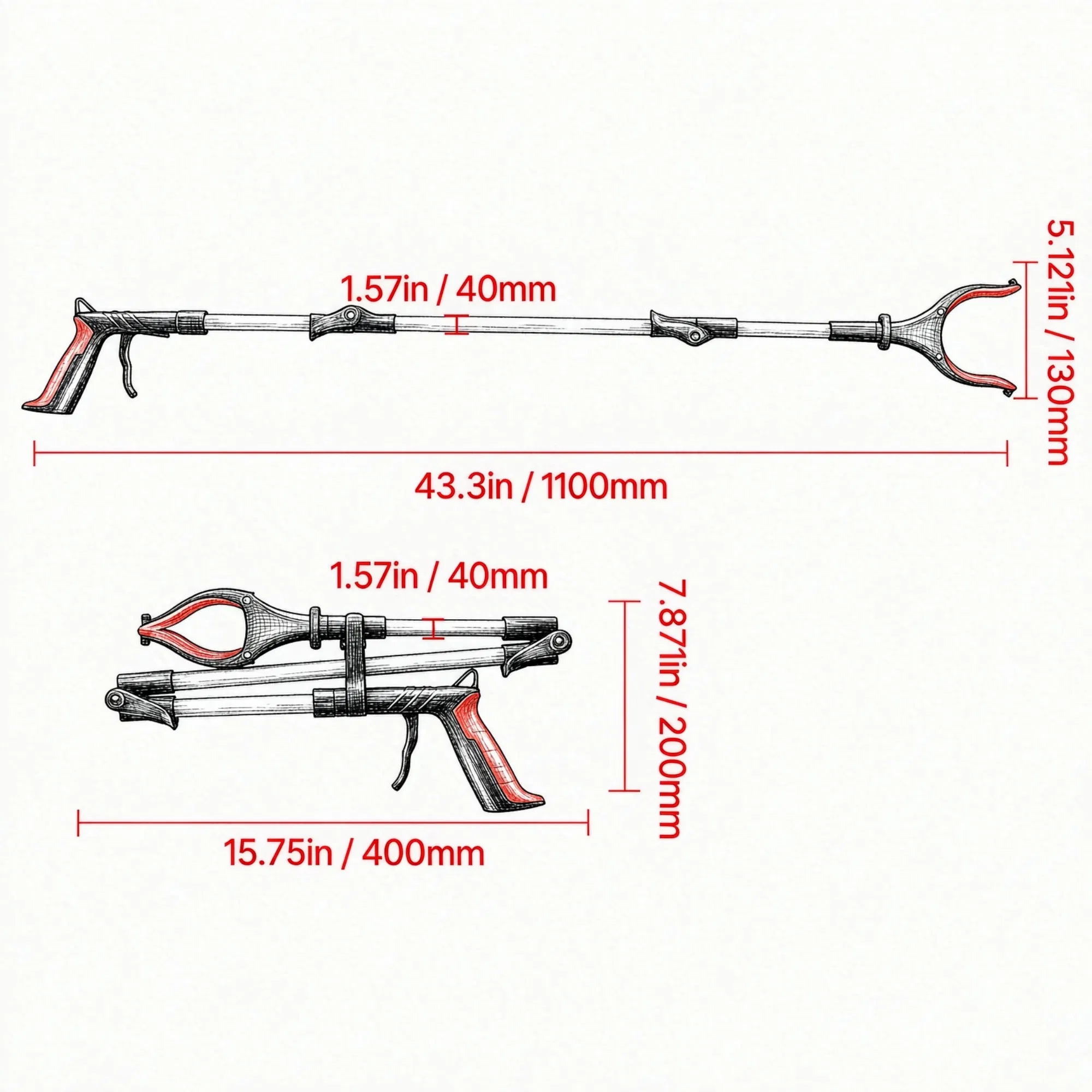 43" Foldable Reacher Grabber with 360 Rotating Jaw, Magnet & LED Light, Lightweight Pickup Tool for Seniors, Extra Long Trash Picker photo 4