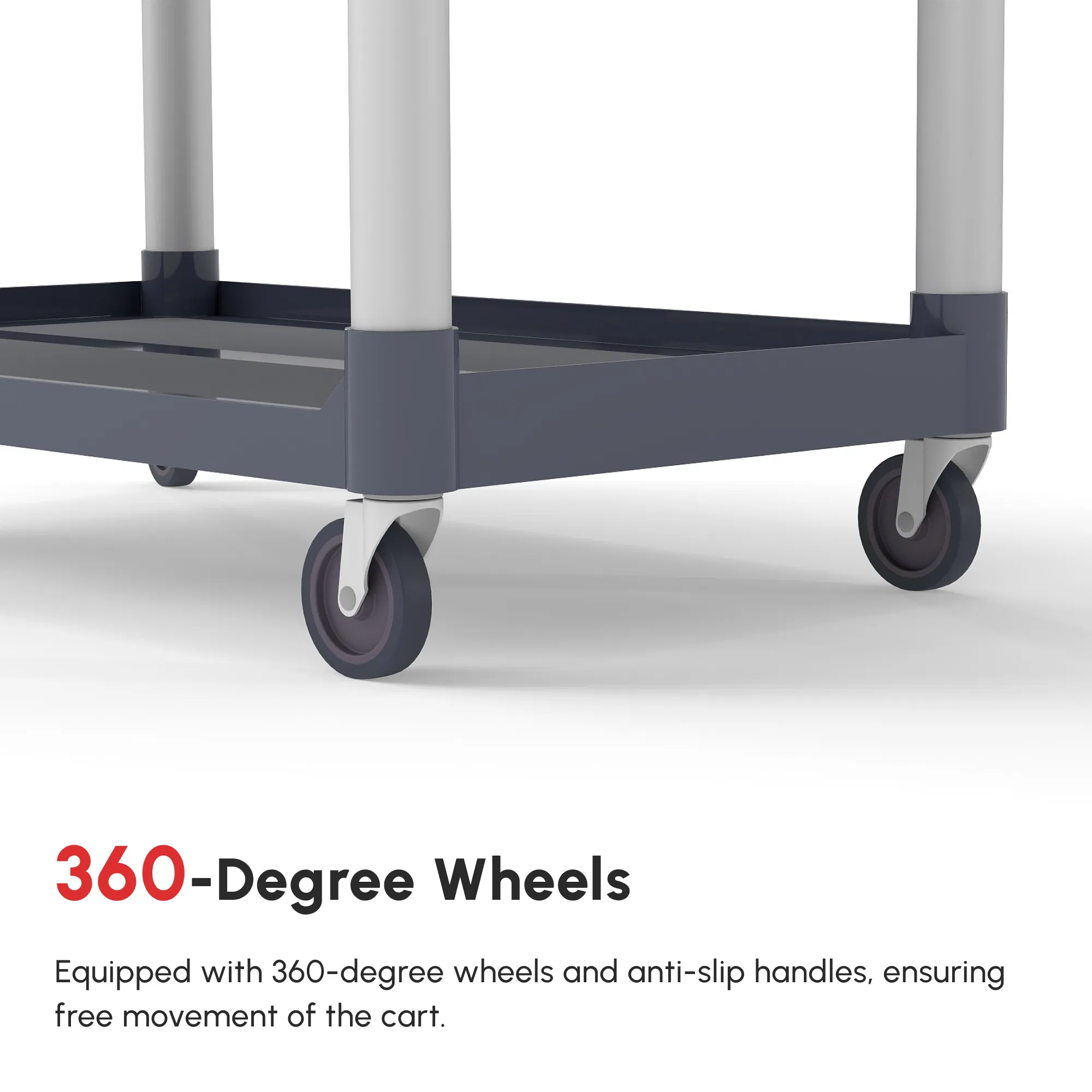 3-Tier Utility Cart Large Rolling Storage Trolley with 3 Shelves Metal Clean Service Cart, Restaurant, Hotel, Livingroom, Silver and Grey photo 4