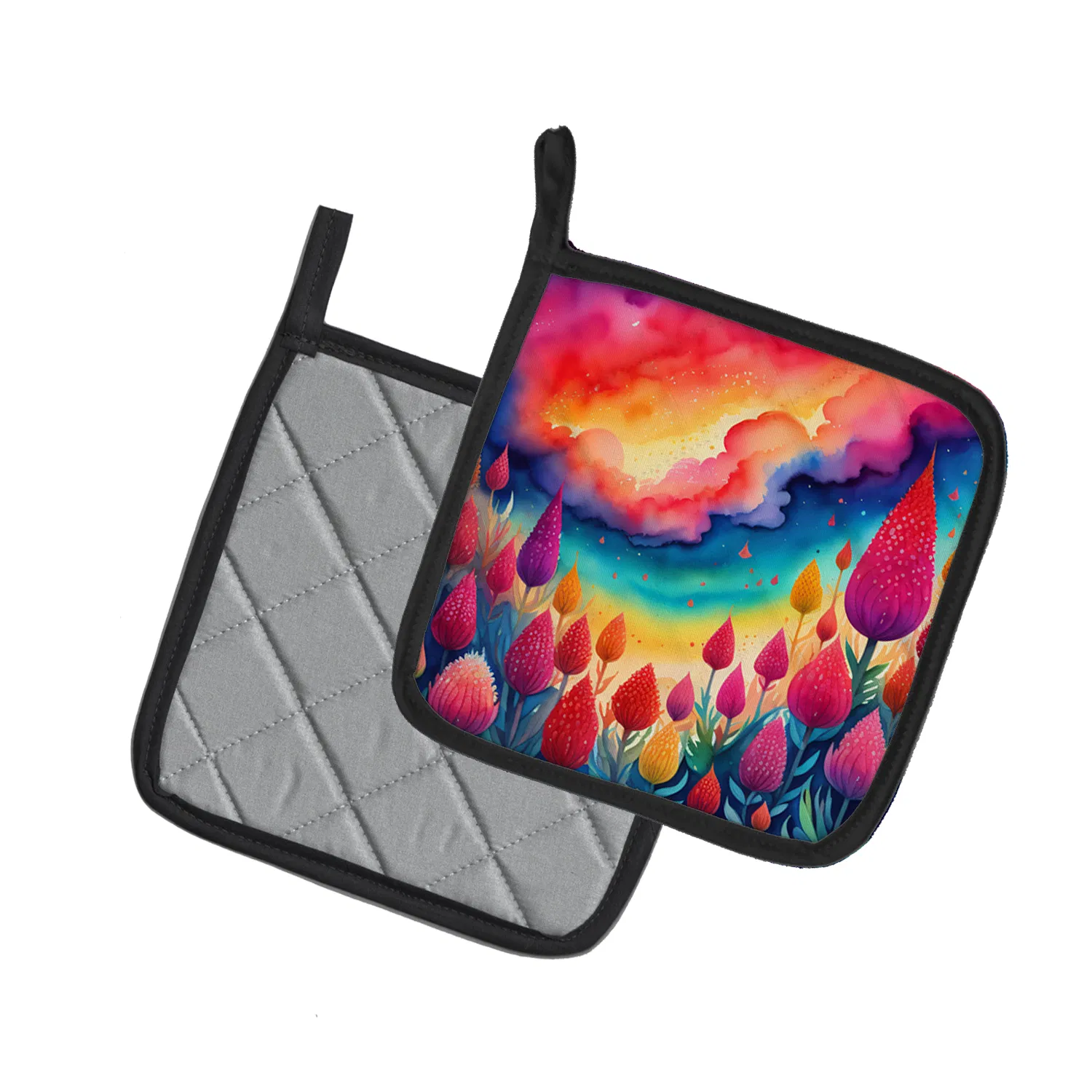 Colorful Celosia Pair of Pot Holders Kitchen Heat Resistant Pot Holders Sets Oven Hot Pads for Cooking Baking BBQ, 7 1/2 x 7 1/2 photo 5
