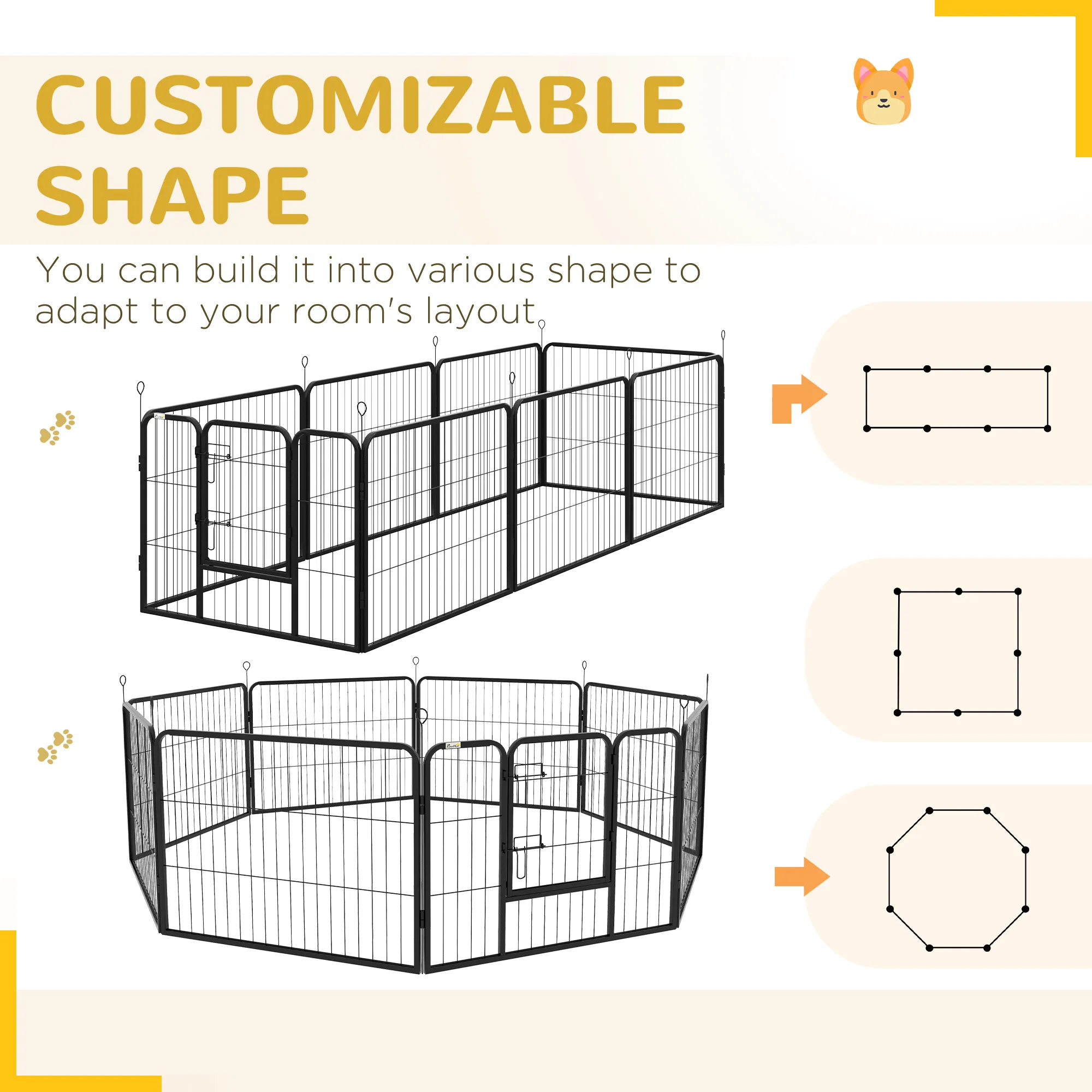 8 Panel Heavy Duty Dog Playpen 23.5" Height for Small Medium Dogs photo 2