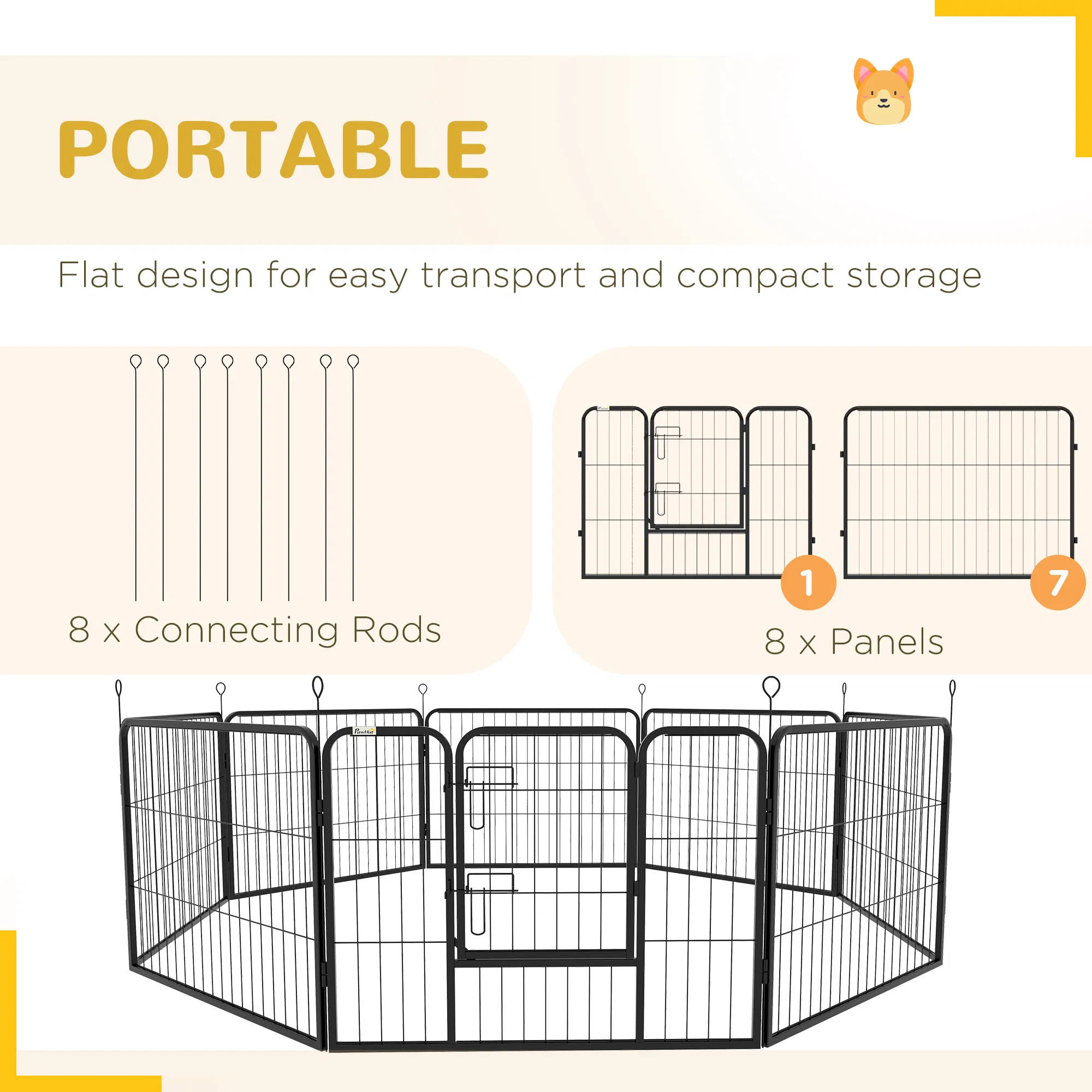 8 Panel Heavy Duty Dog Playpen 23.5" Height for Small Medium Dogs photo 5