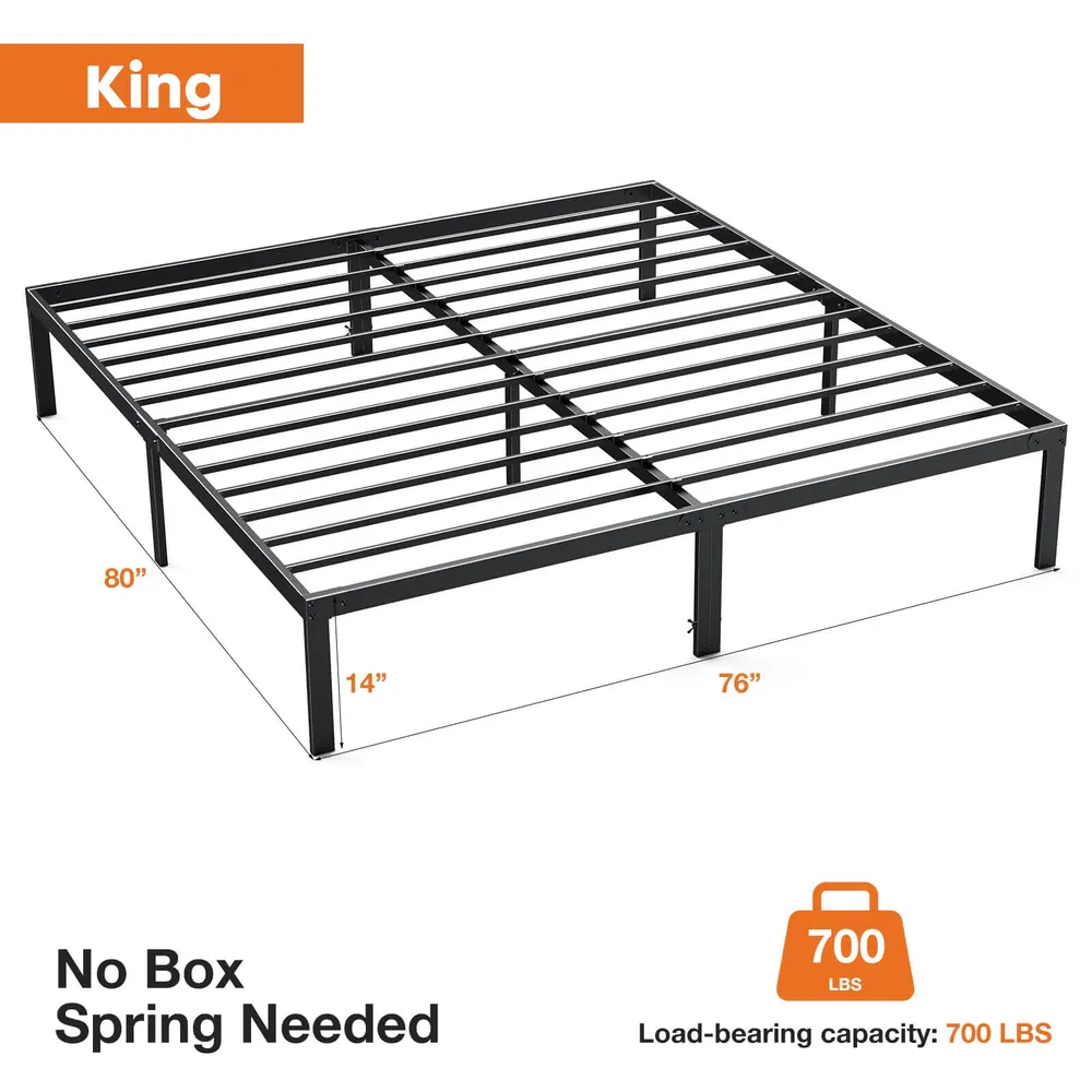 Heavy Duty Metal Bed Frame with Sturdy Steel Slat Support, No Box Spring Needed photo 7