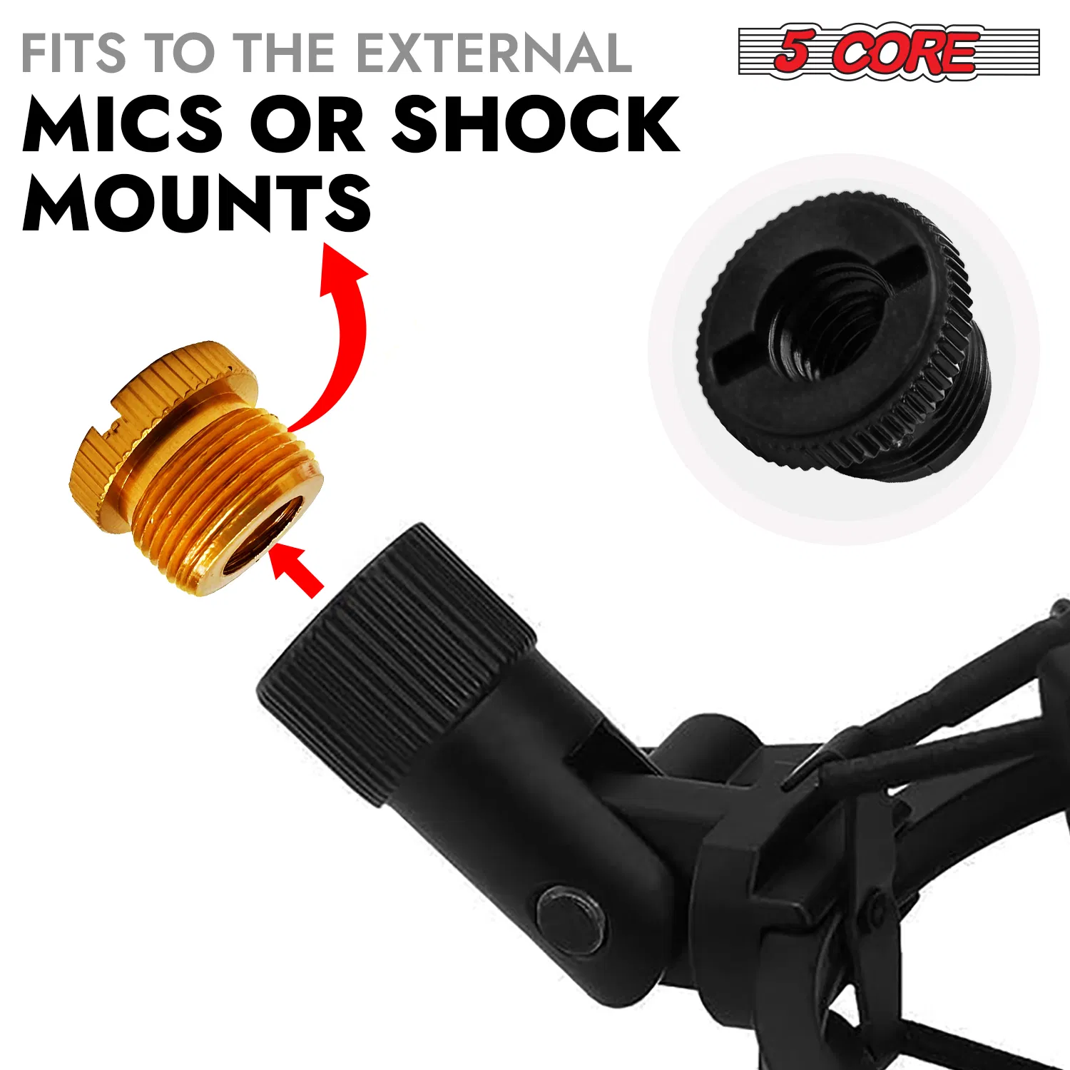 5 Core Microphone Stand Adapter Pack 5/8 M to 3/8 F, 3/8 M to 5/8 F, ¼ photo 2