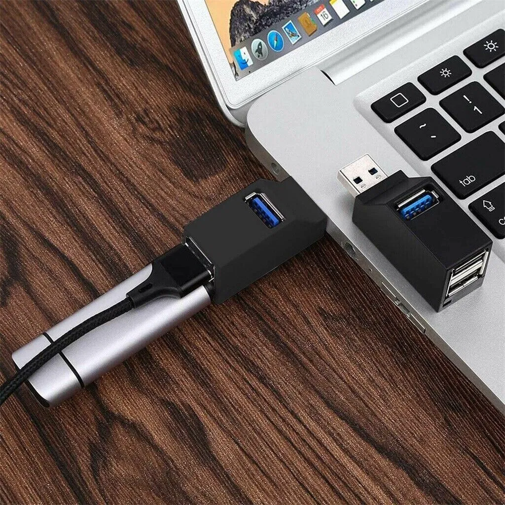 2 Pcs 3 Port USB 3.0 Hub Portable High Speed Splitter Box For PC Notebook Laptop photo 4
