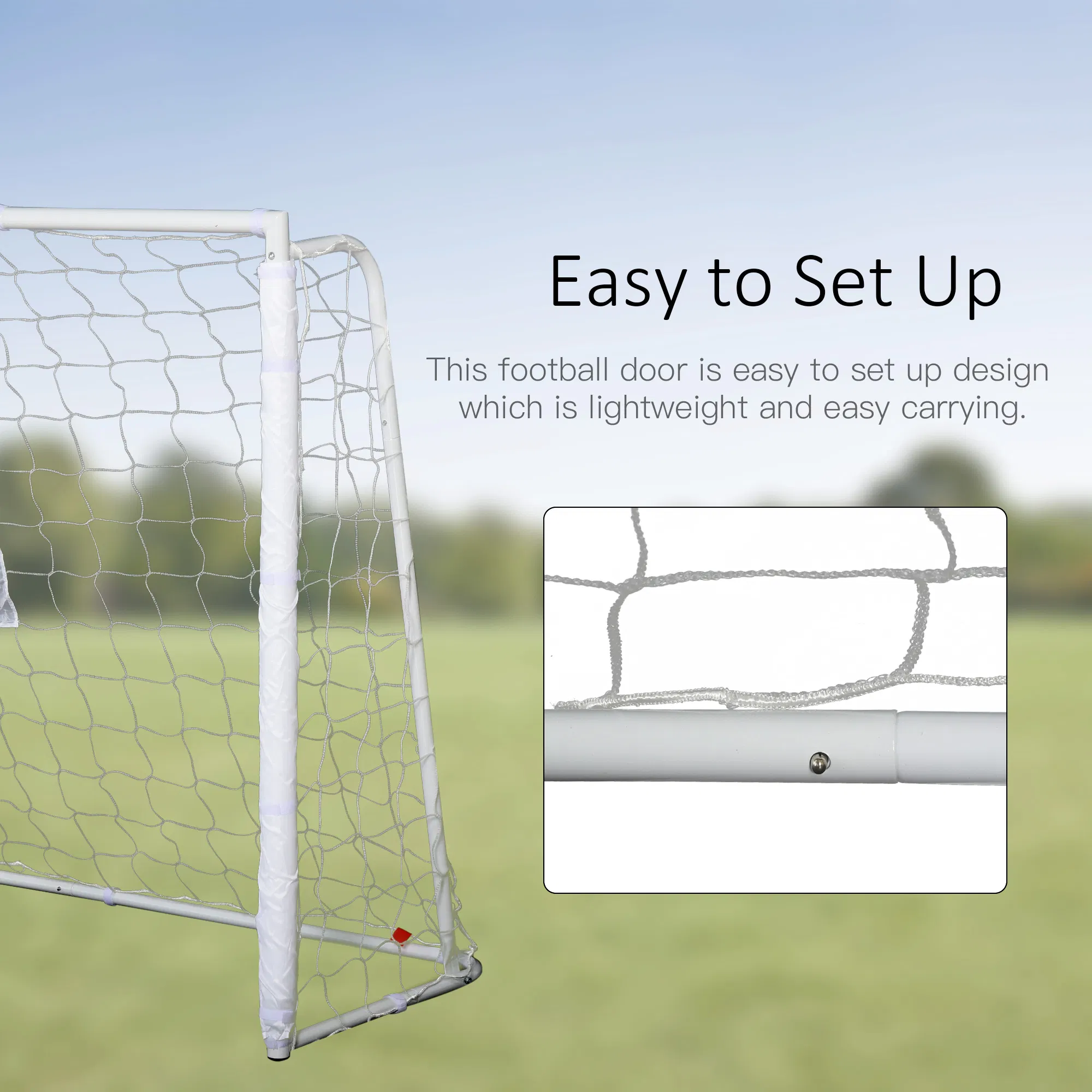 6ft x 4ft Soccer Goal Net with Metal Frame, PE Mesh, Ground Stakes, Easy Assembly, White photo 4