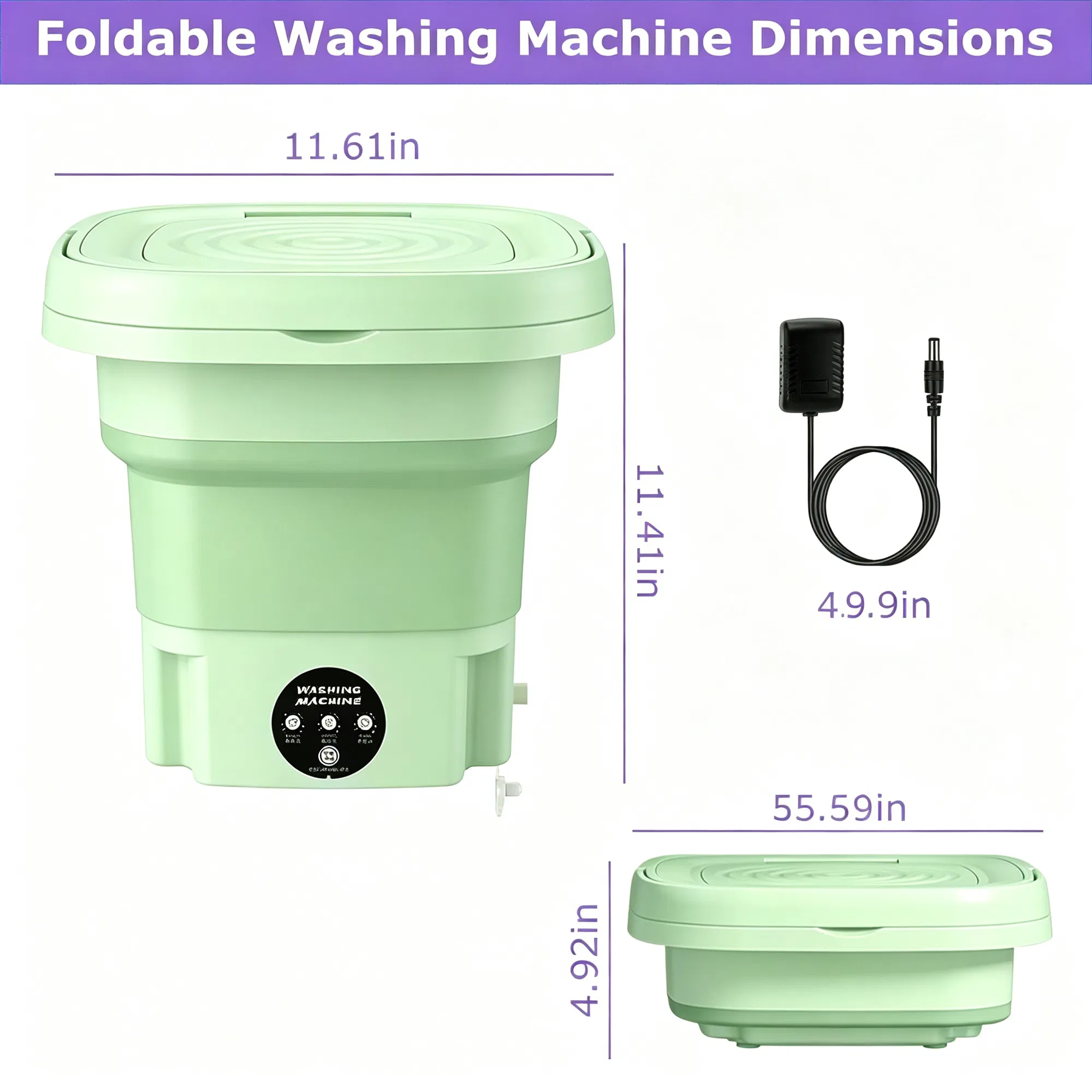 8L Foldable Mini Washing Machine,Portable Compact Washer with 3 Adjustable Modes,Semi-Dehydration,Detachable Drain Basket for Socks,Underwear,Baby Garments Home Travel Use photo 5