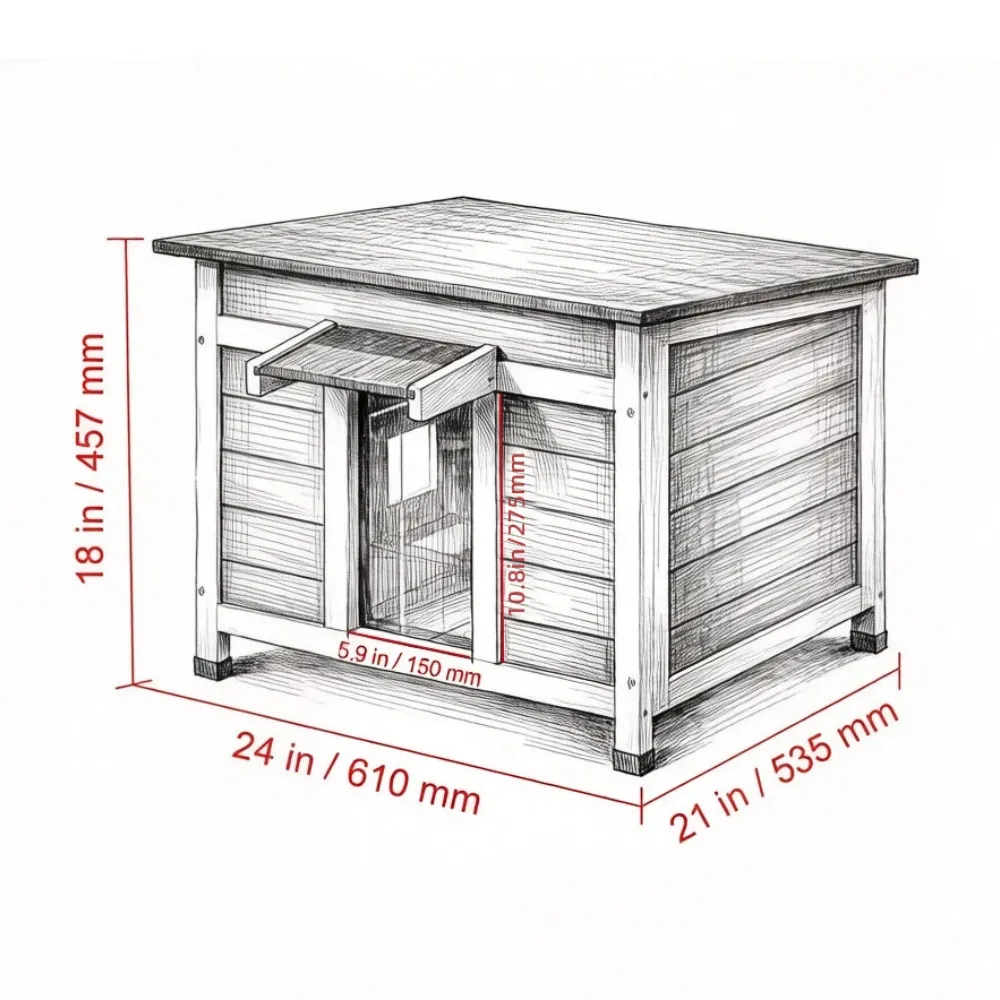 Wooden Cat House with Easy to Clean and Waterproof Protection for Outdoor photo 3