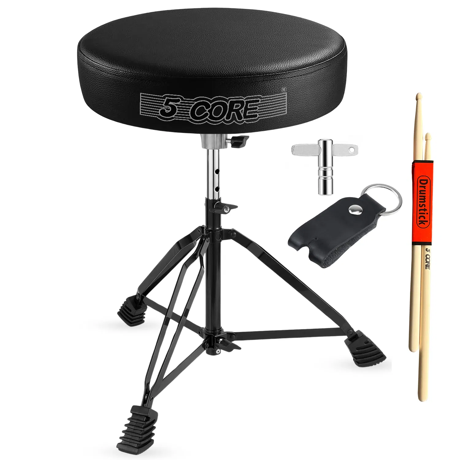 5 Core Drum Throne 3 Inch Thick Padded Comfortable Guitar Stool Double Braced Drummer Chair Height Adjustable Musician Seat For Adults And Kids photo 1