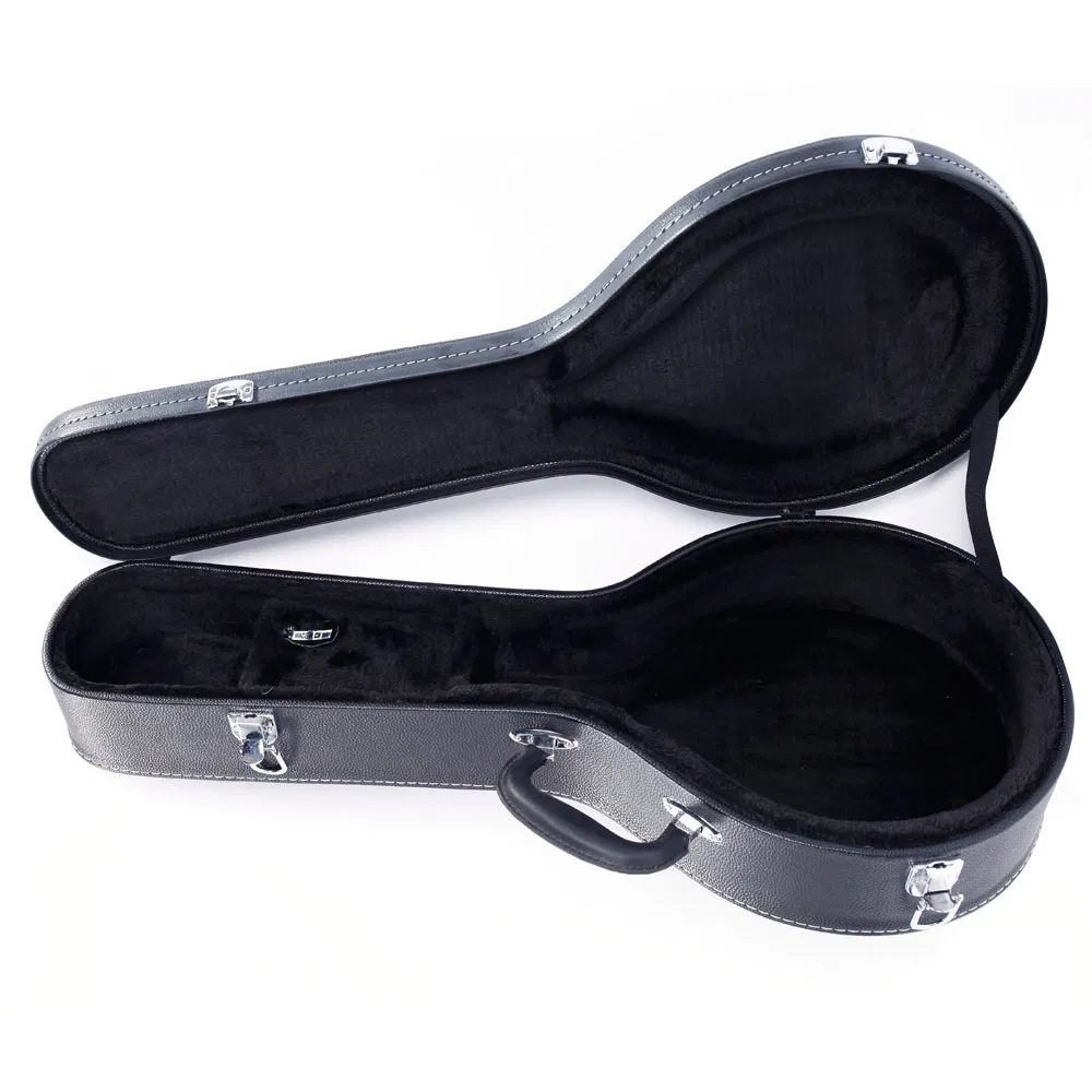 [Replace 78204243]Hardshell A-Style Microgroove Pattern Leather Wood Mandolin Case Black photo 1