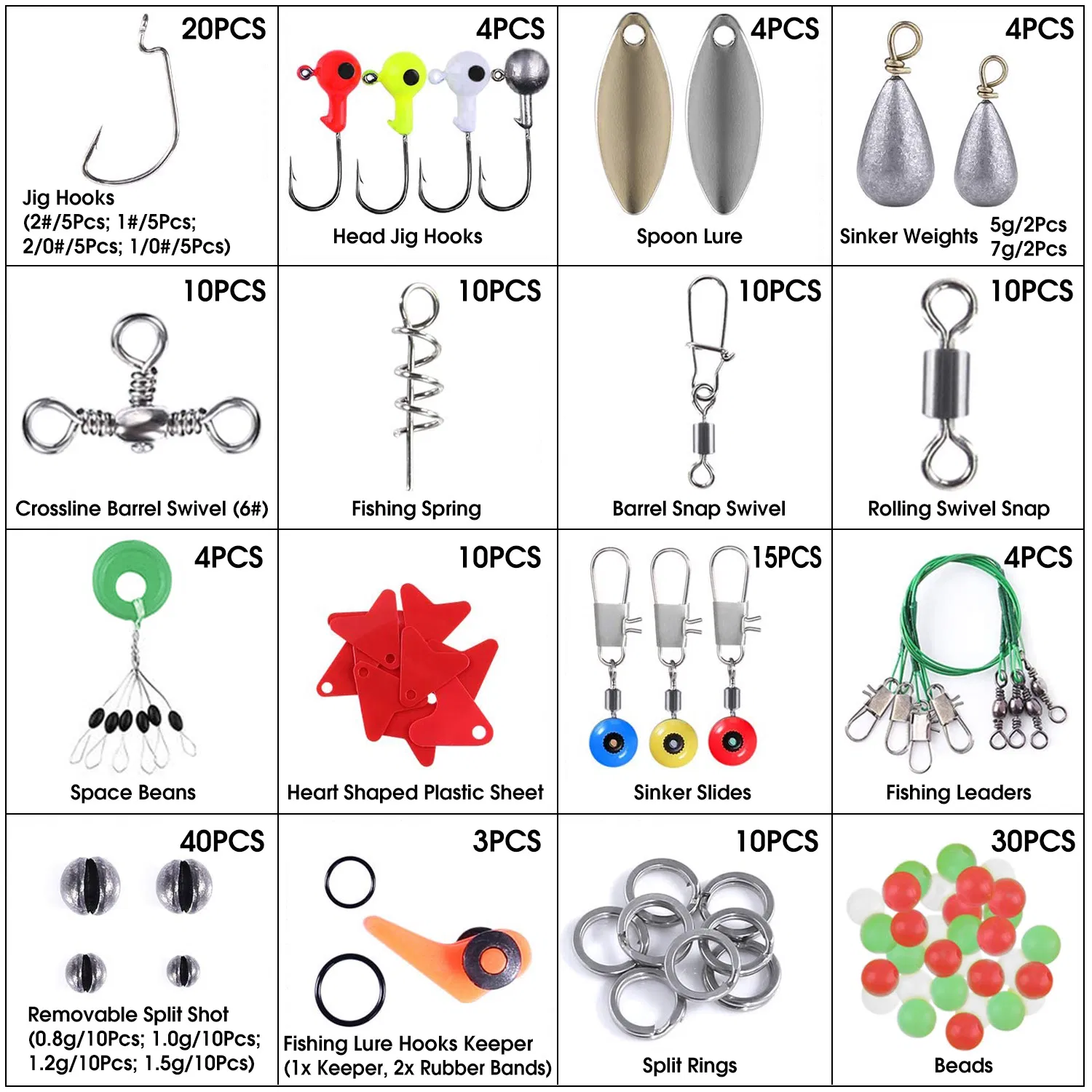 188PCS Fishing Accessory Kit - Includes Hooks, Sinker Weights, Lures, Swivels & More, Premium Corrosion-Resistant Material with Tackle Box for Easy Storage & Carry, Ideal Gift for Fishermen photo 4