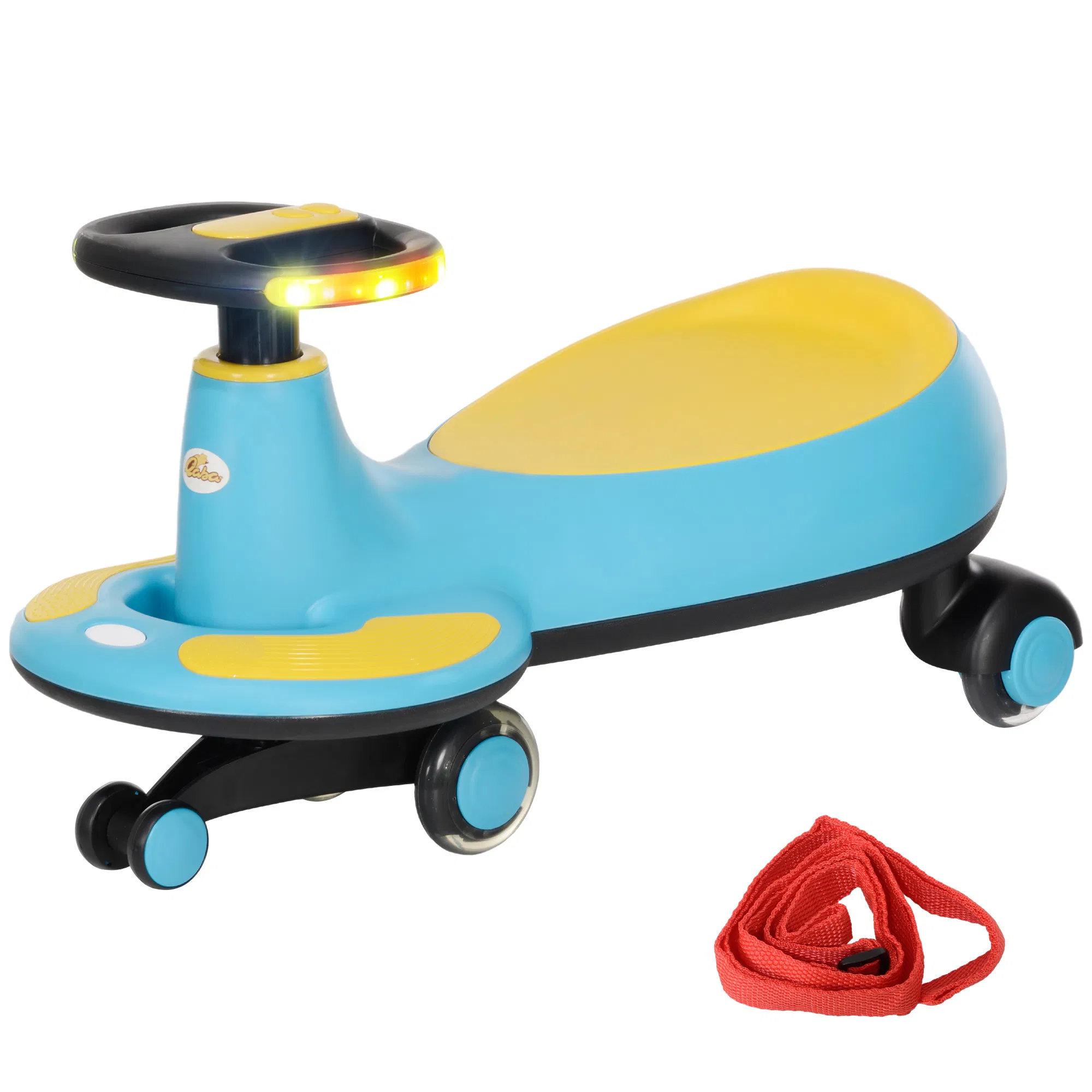 Kids Wiggle Car w/ Parent Traction Rope, Music, Light, Blue photo 1