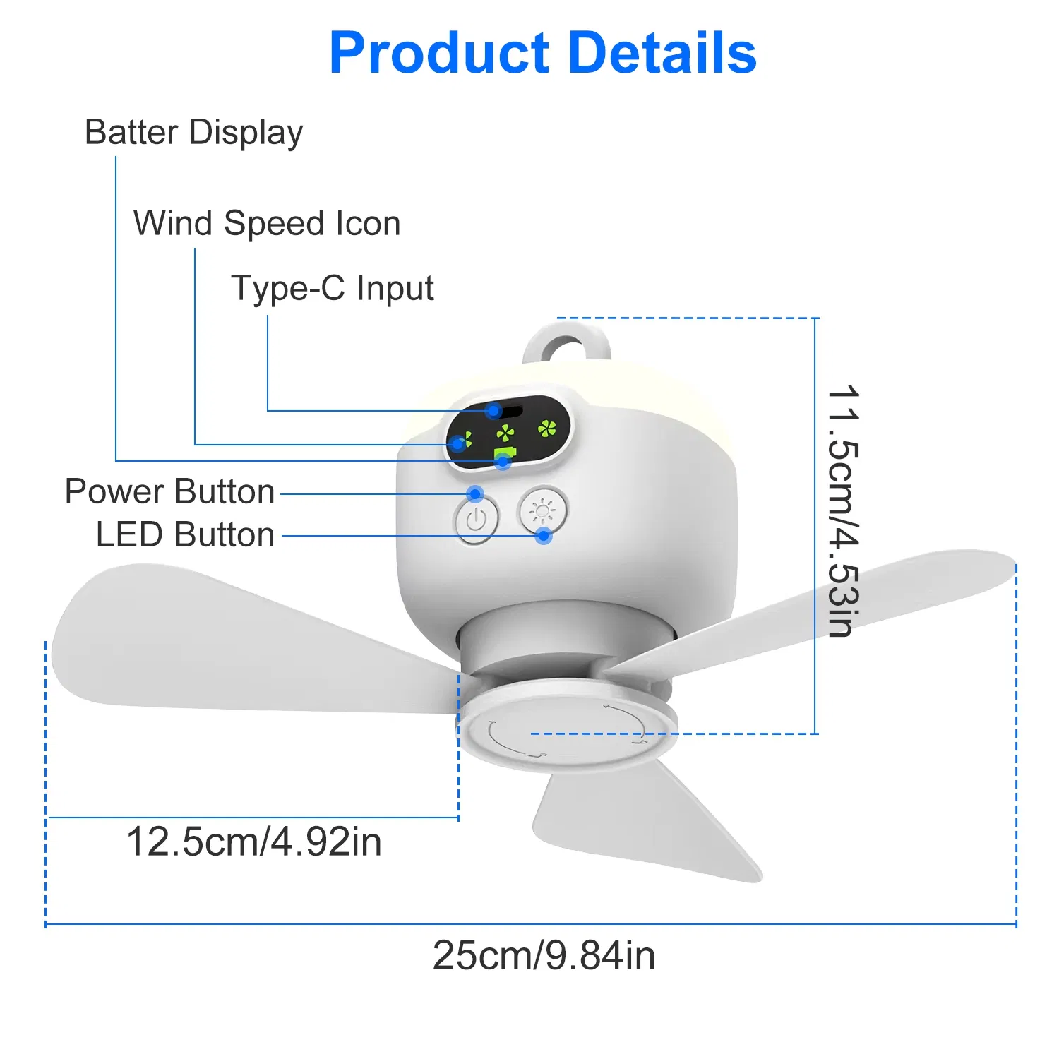 2 In 1 Portable Camping Fan with LED Lantern 8000mAh Battery Powered Tent Fan with Carabiner Digital Display 4 Speeds 4 Timer Settings for Camping Canopy Tents RV photo 4