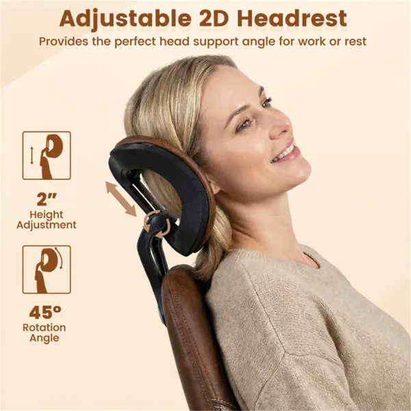 Brown Color Blocking Office Chair with 2D Adjustable Headrest, Ergonomic High-Back Desk Chair 330 lbs Capacity photo 4