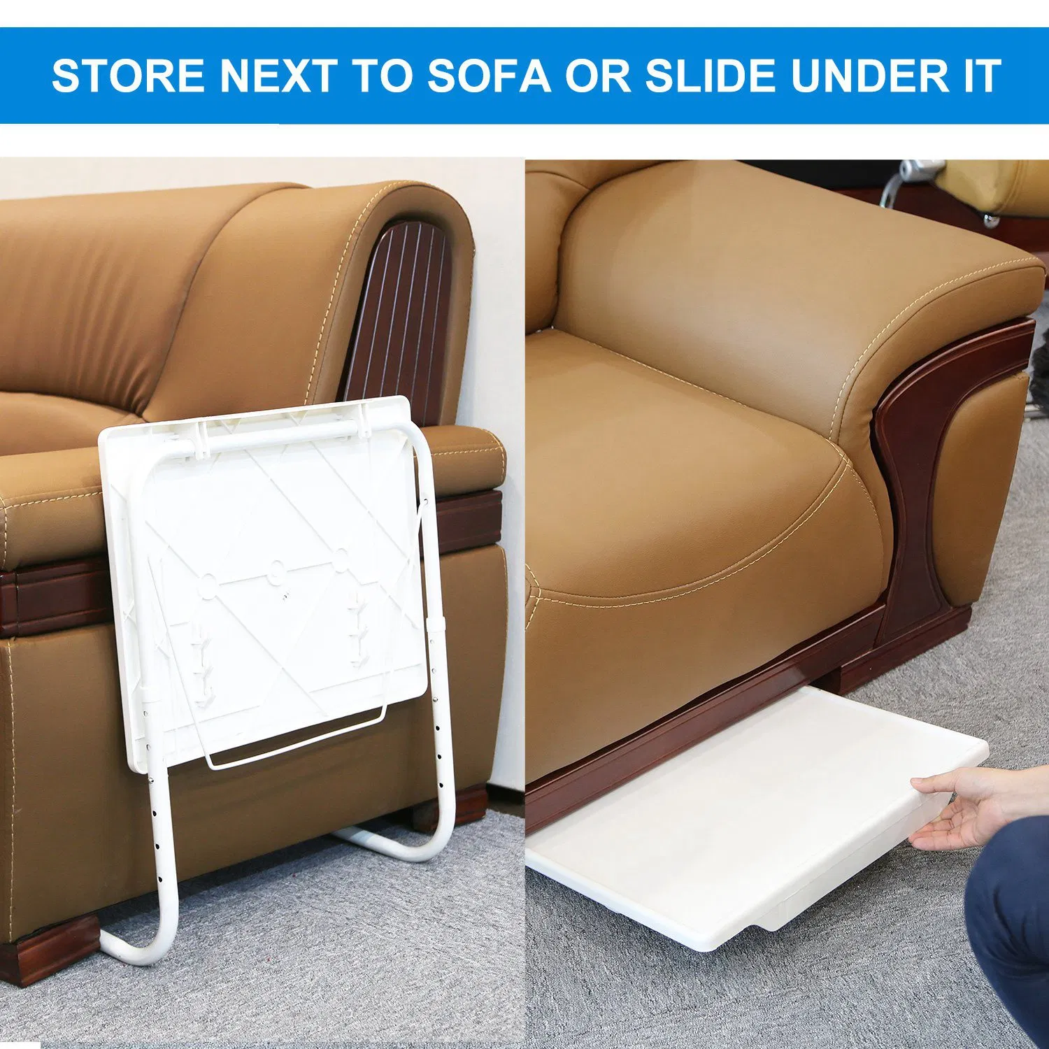 Foldable Tray Table Portable Sofa TV Tray 6 Heights 3 Angles Laptop Desk Adjustable Eating Dinner Coffee for Bed Dorm Home photo 8