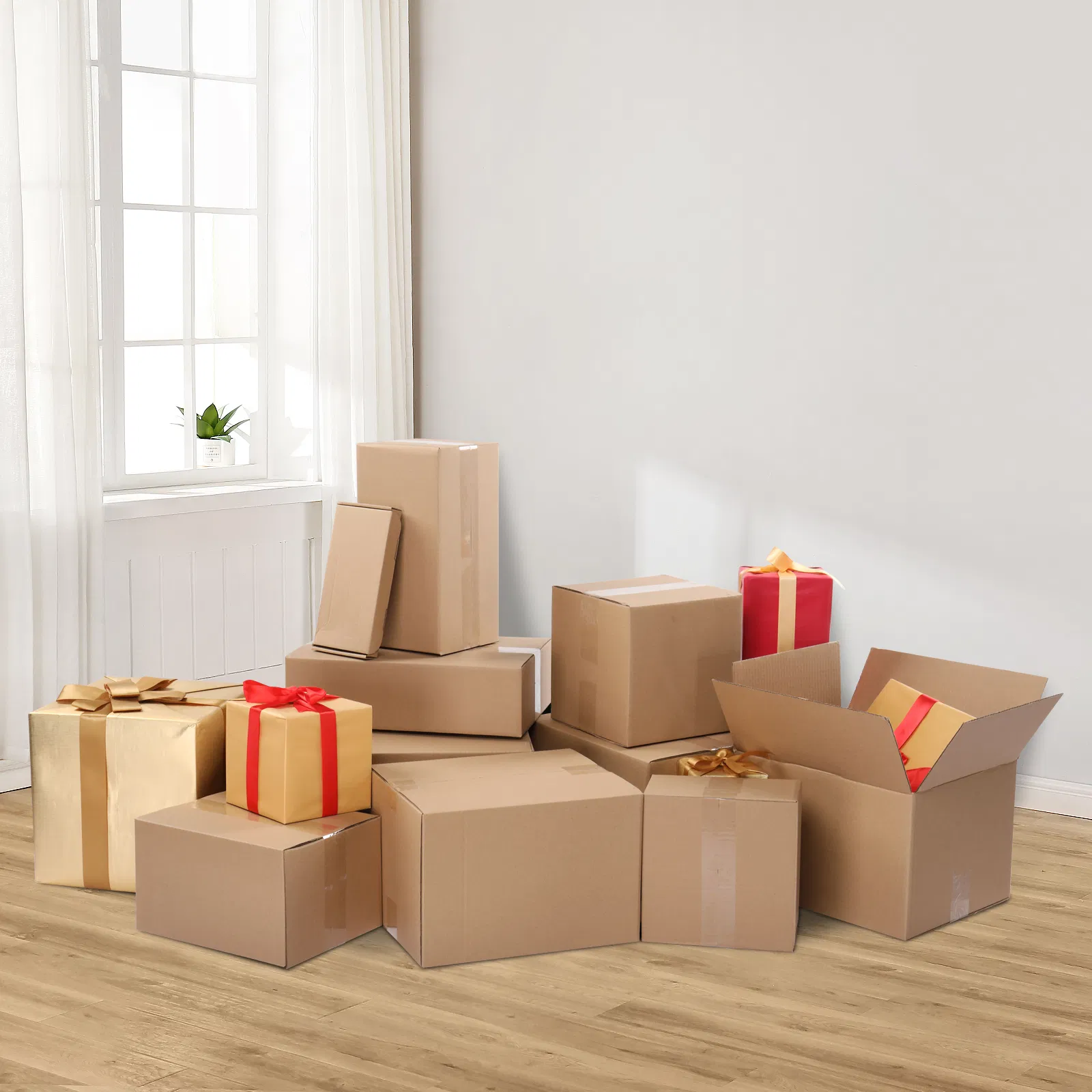 100 pieces, 8" x 8" x 4" (20.3x20.3x10.2cm) thick 2.6mm corrugated cardboard box, brown in color like kraft paper photo 3