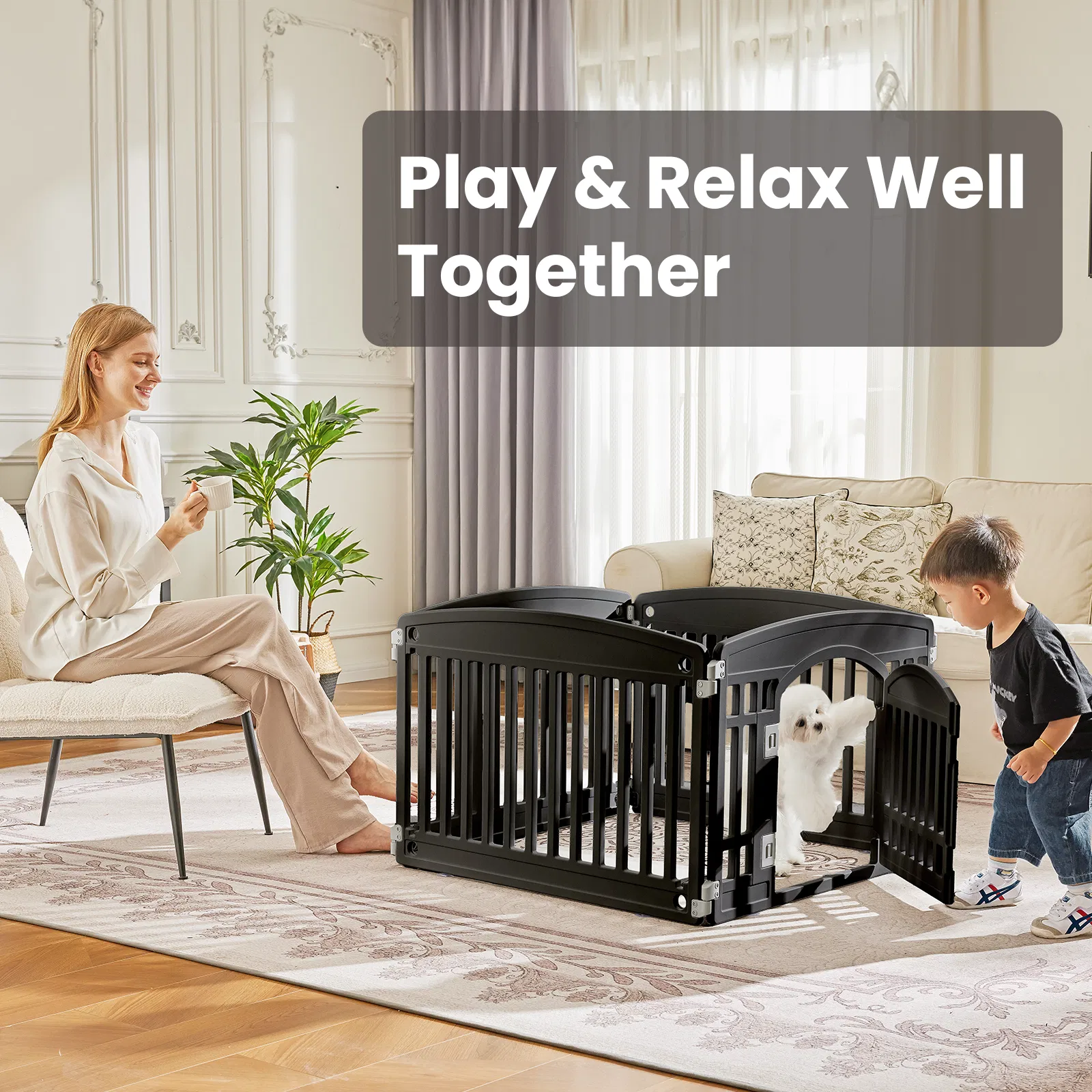 Dog Playpen Safe & Secure Indoor/Outdoor Pet Fence | Folding & Portable | Ideal for Small to Medium Dogs | Easy to Clean photo 6