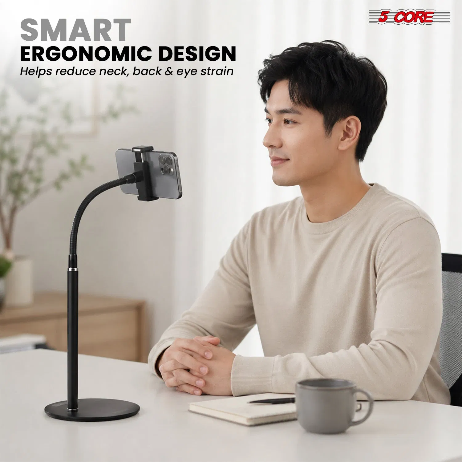 5Core Cell Phone Stand for Desk Adjustable Scissor Boom Arm Stands Tablet Cellphone photo 7