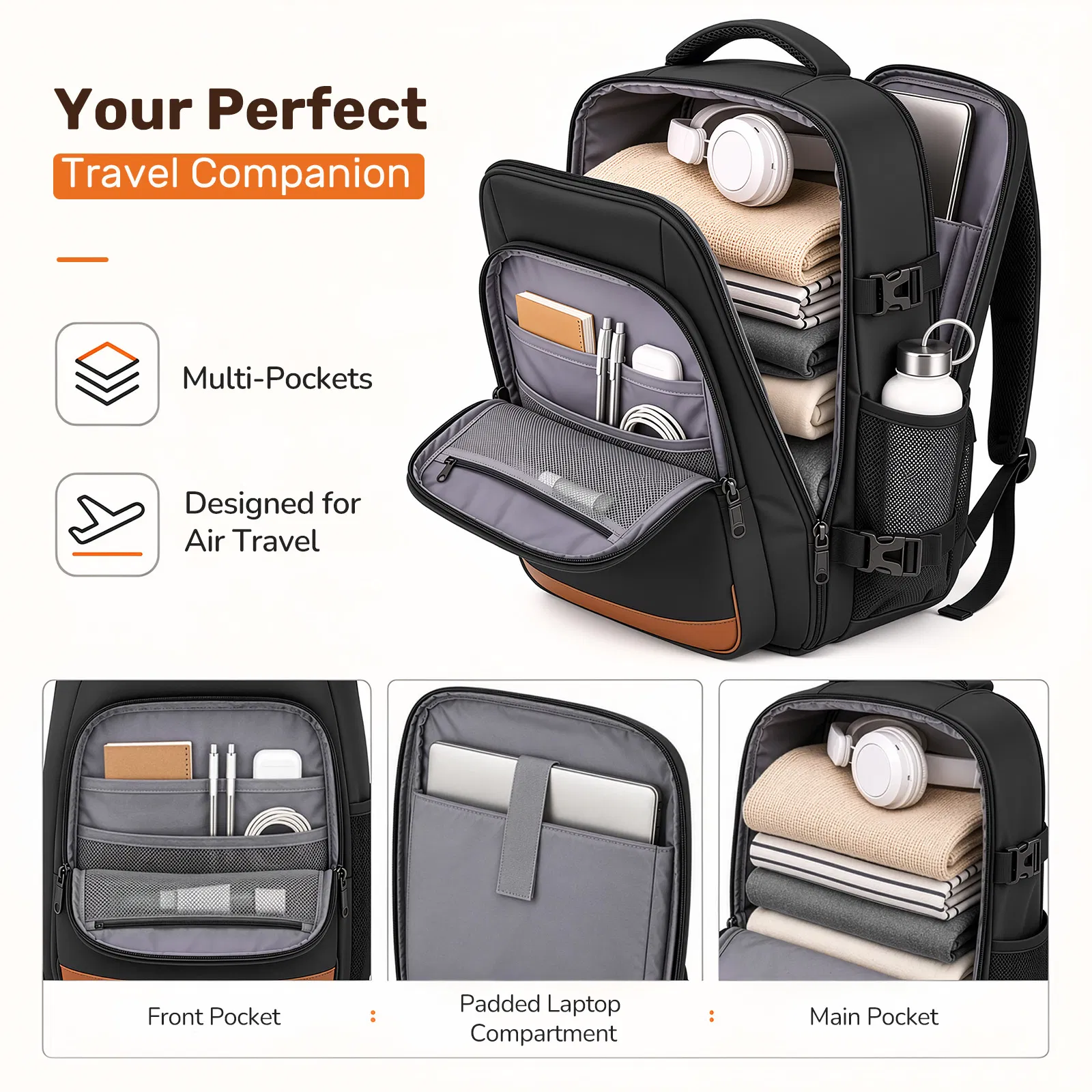 3pcs Travel Luggage Set with Backpack, Includes 20-Inch Carry-On Suitcase, Duffle Style Travel Bag, And Versatile Backpack, Durable Hard Shell, TSA Approved Combination Lock, 360 Spinner Wheels for Sm photo 3