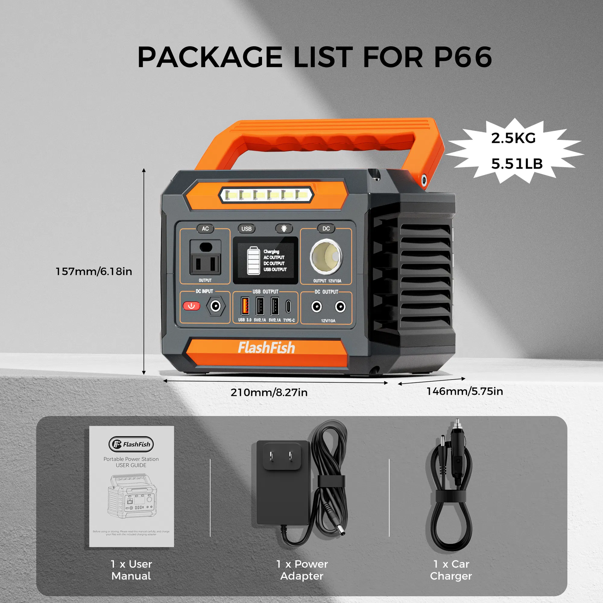 Portable Power Station 300W&Foldable Solar Panel, Li-Ion Battery Bank With AC/USB/DC Outputs, 230.88Wh Solar Generator For Camping with18V/60W Portable Solar Charger ,Home Emergencies & Outdoor Trips photo 6