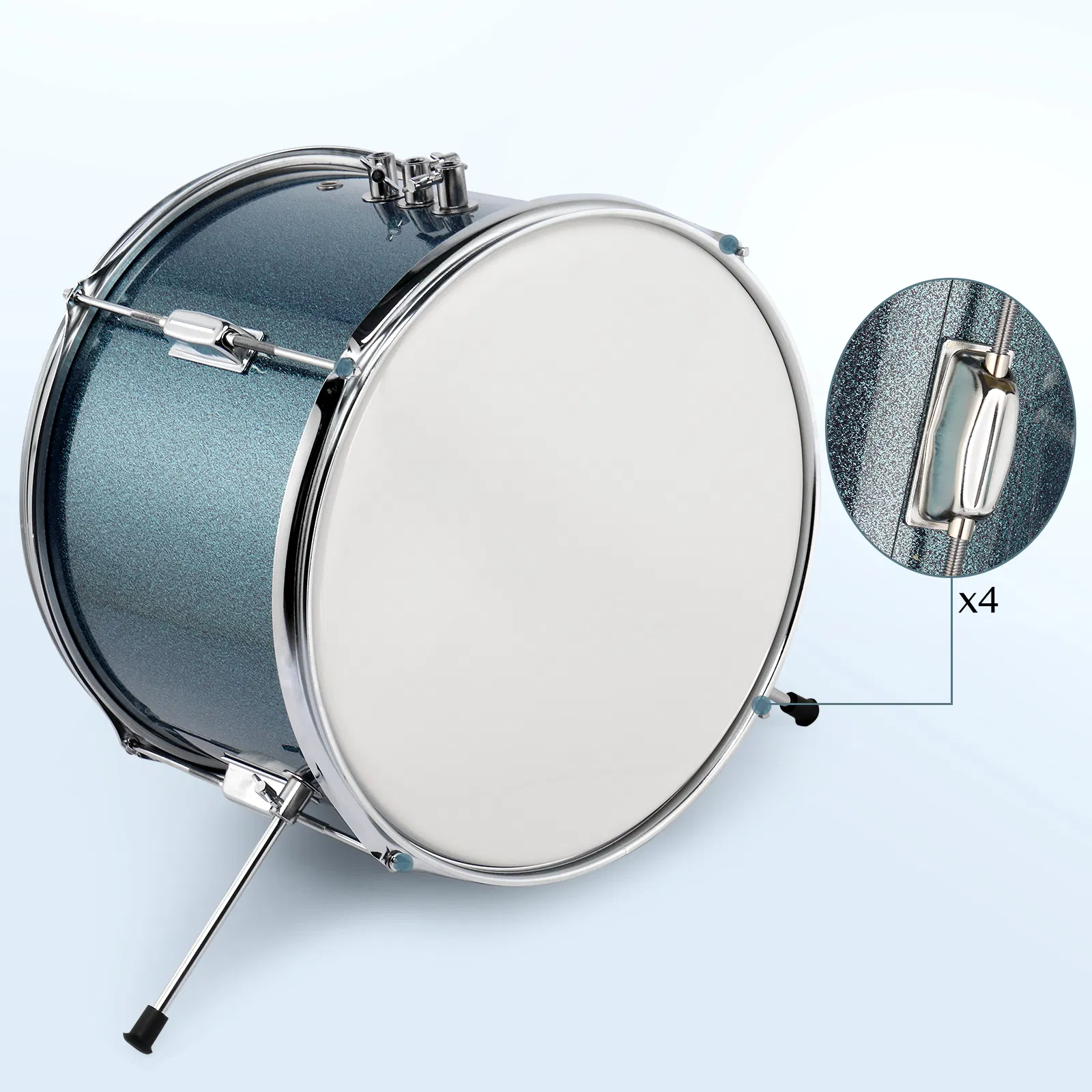 [Do Not Sell on Amazon]14"x10" 3-Pieces Junior Kids Drum Set Kit Pedal Drum Stick Wrench Drum Stool Sky Blue photo 7
