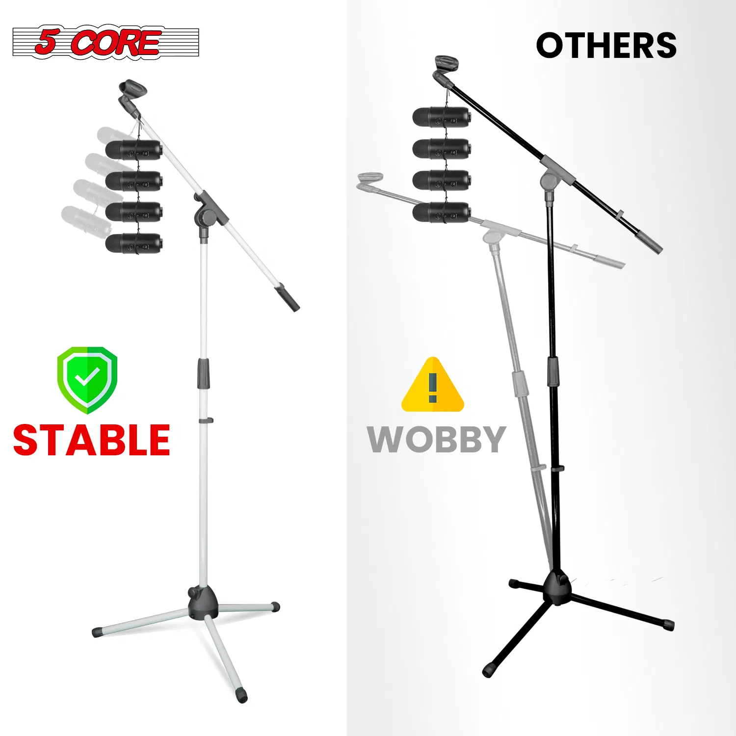 5 Core Tripod Mic Stand Floor 4Pcs Adjustable 18 to 72 Inches Sturdy Boom Arm Holder Microphone Stands Pedestal Para Microfono for Singing photo 2