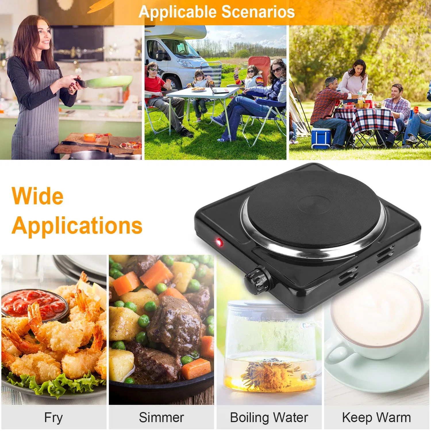 1500W Electric Single Burner Portable Heating Hot Plate Stove Countertop RV Hotplate with Non Slip Rubber Feet 5 Temperature Adjustments photo 5