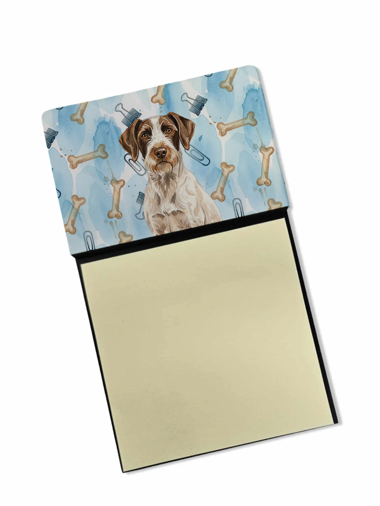 Liver and White German Wirehaired Pointer Coworker Watercolor Sticky Note Holder Refillable Dispenser Desk Accessory 3x3 Pad Gift photo 1