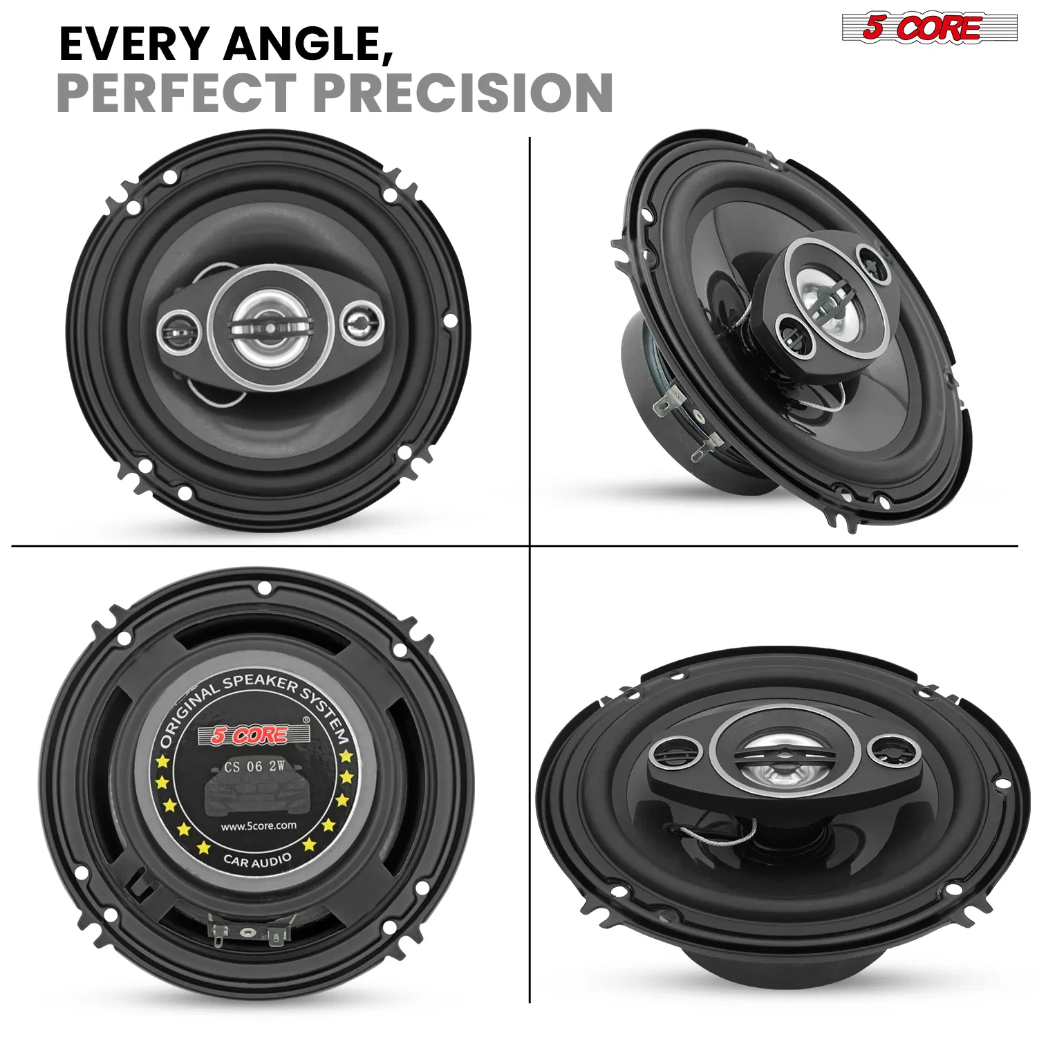 5 Core 2 Way 6' Car Stereo Speakers Pair 500W Coaxial Subwoofer w Tweeter | Universal Fit Deep Bass Replacement Component Speaker for Vehicle Door Side Panel Mount photo 8