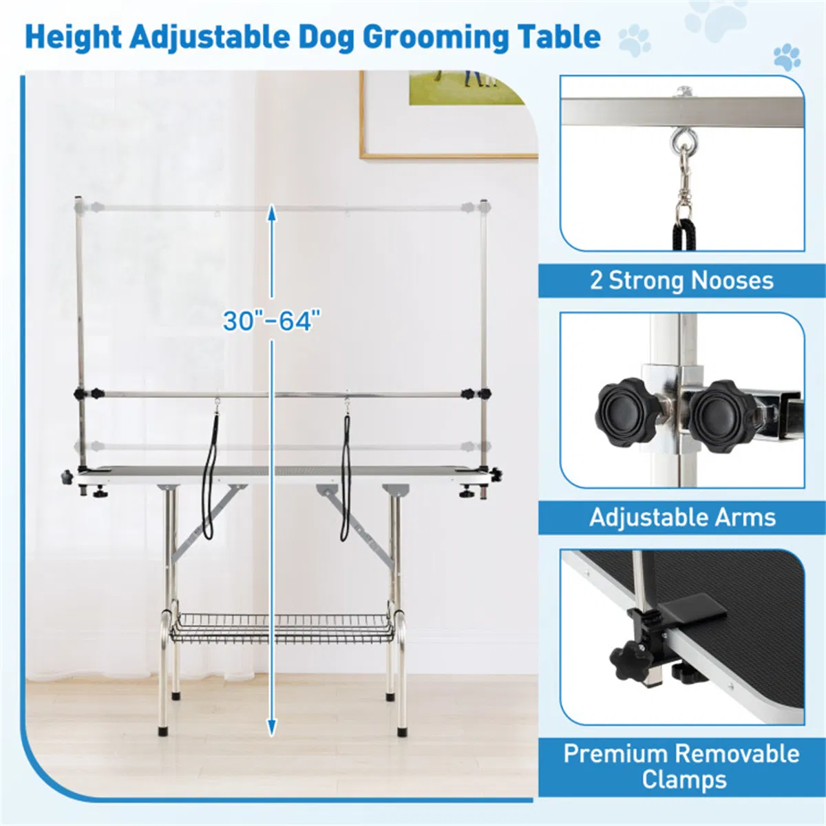 Foldable Pet Grooming Table with Adjustable H-shaped Arms, 330 LBS Capacity for Small-Large Dogs photo 7
