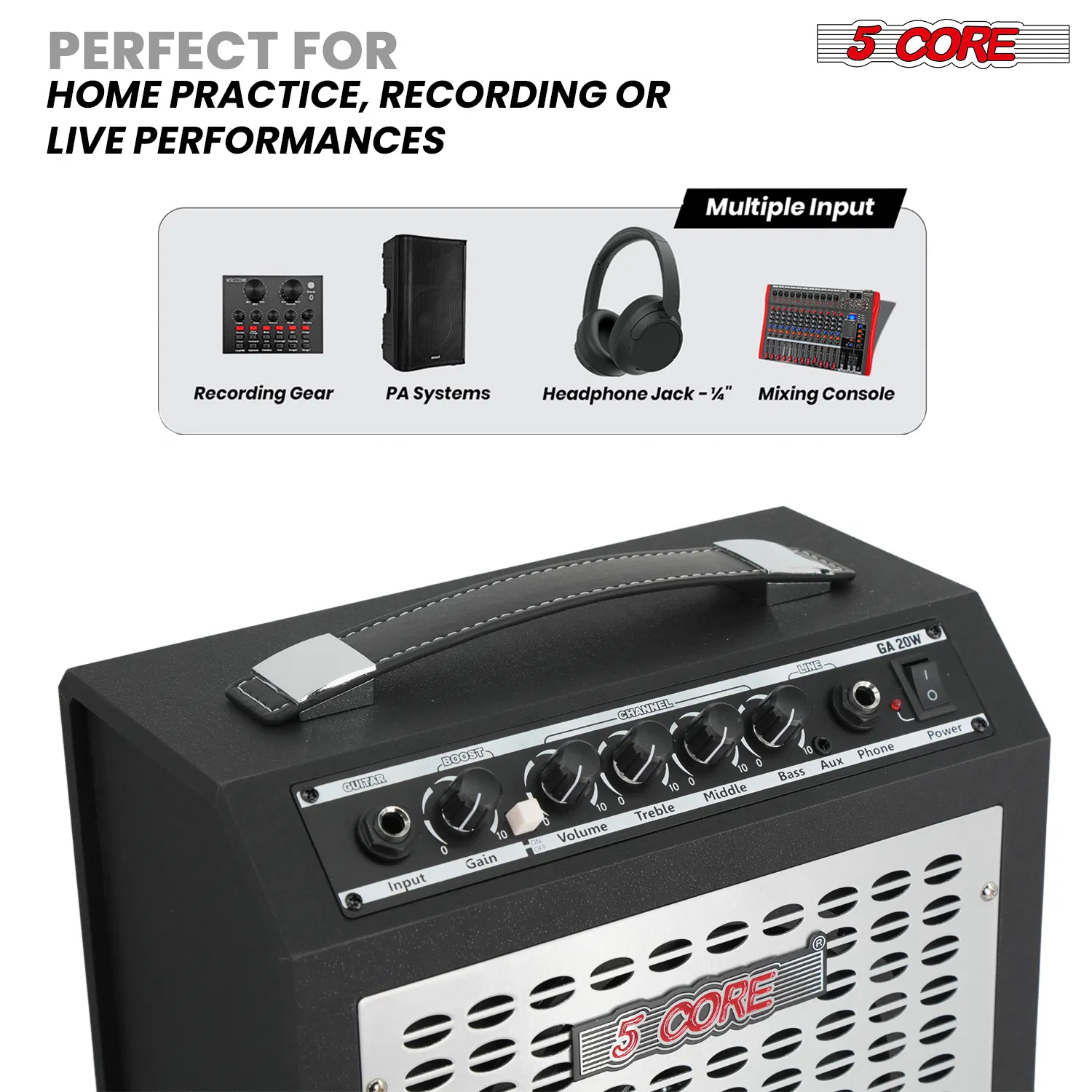 5 Core Guitar Amp Electric Portable Mini Amplifier w Built in Speaker Aux Headphone Jack photo 6