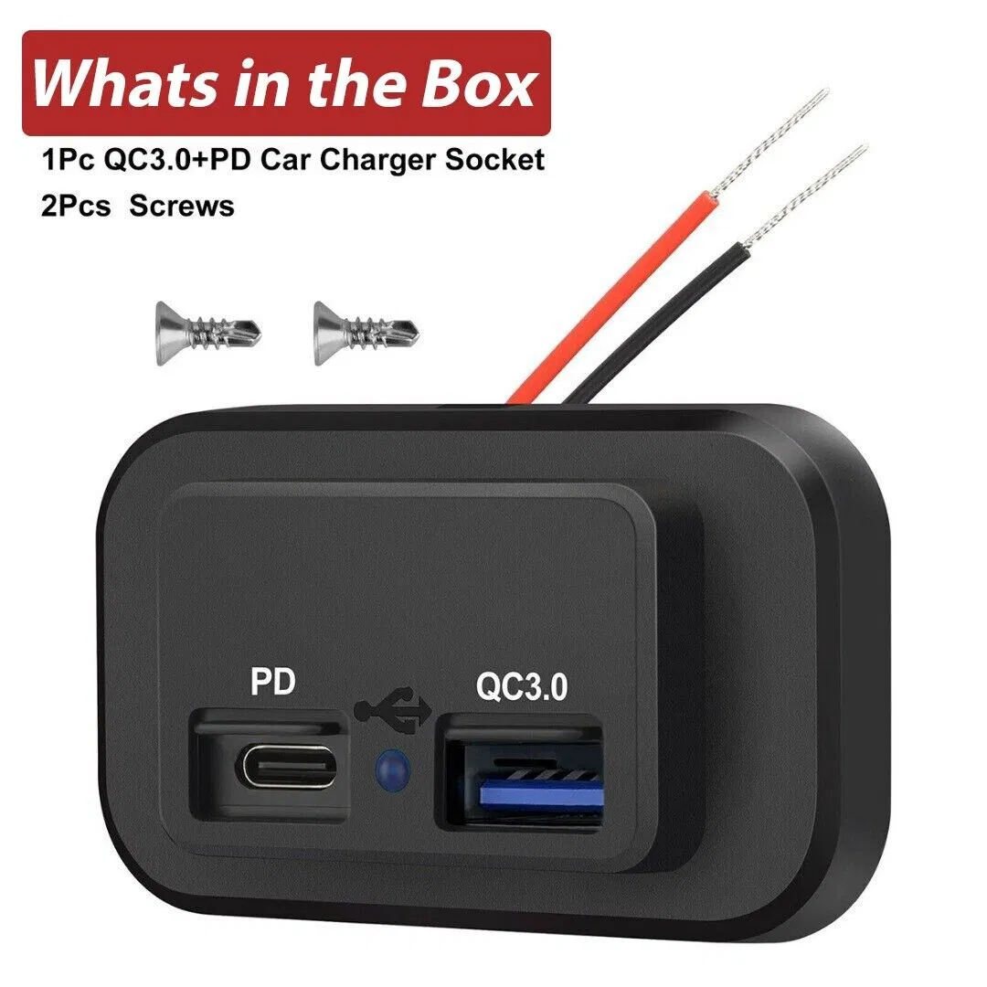 12-24V 4.8A Dual USB PD QC3.0 Car Boat RV Fast Charger Socket LED Power Outlet photo 5
