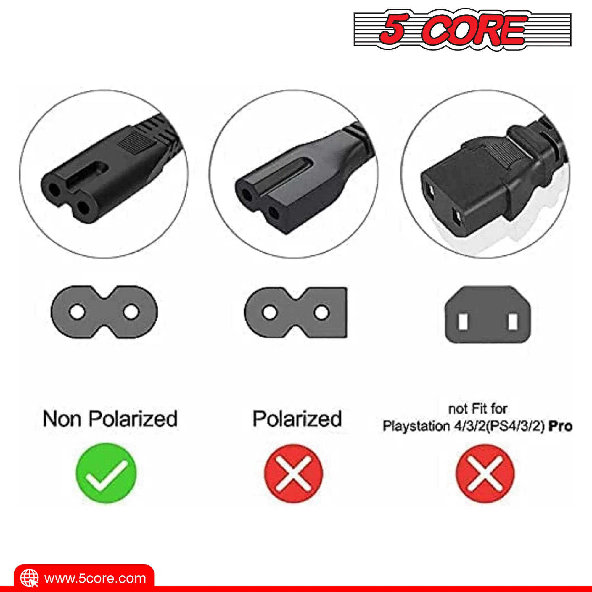5 Core AC Power Cord 12 Ft ? 2 Prong US Male to Female Extension Adapter ? 16AWG/2C 125V 13A 1/2/5 Pc - PP 1002 photo 8