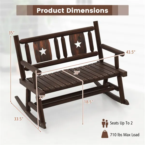 Wooden double rocking chair garden double sofa photo 6