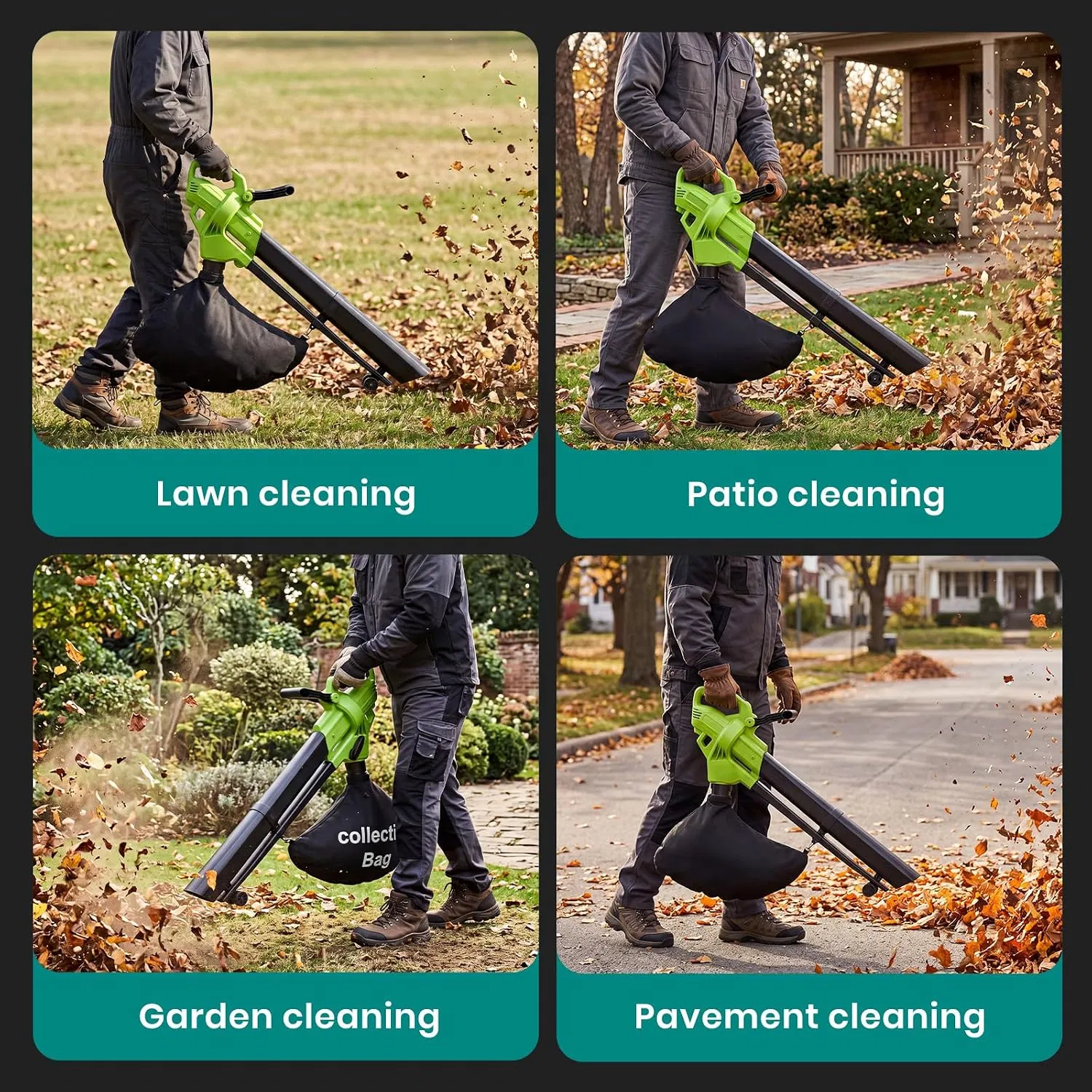 3-in-1 Corded Leaf Blower, Vacuum And Mulcher, 500 CFM 167 MPH Electric Yard Cleaner with 10.57gal Collection Bag photo 4