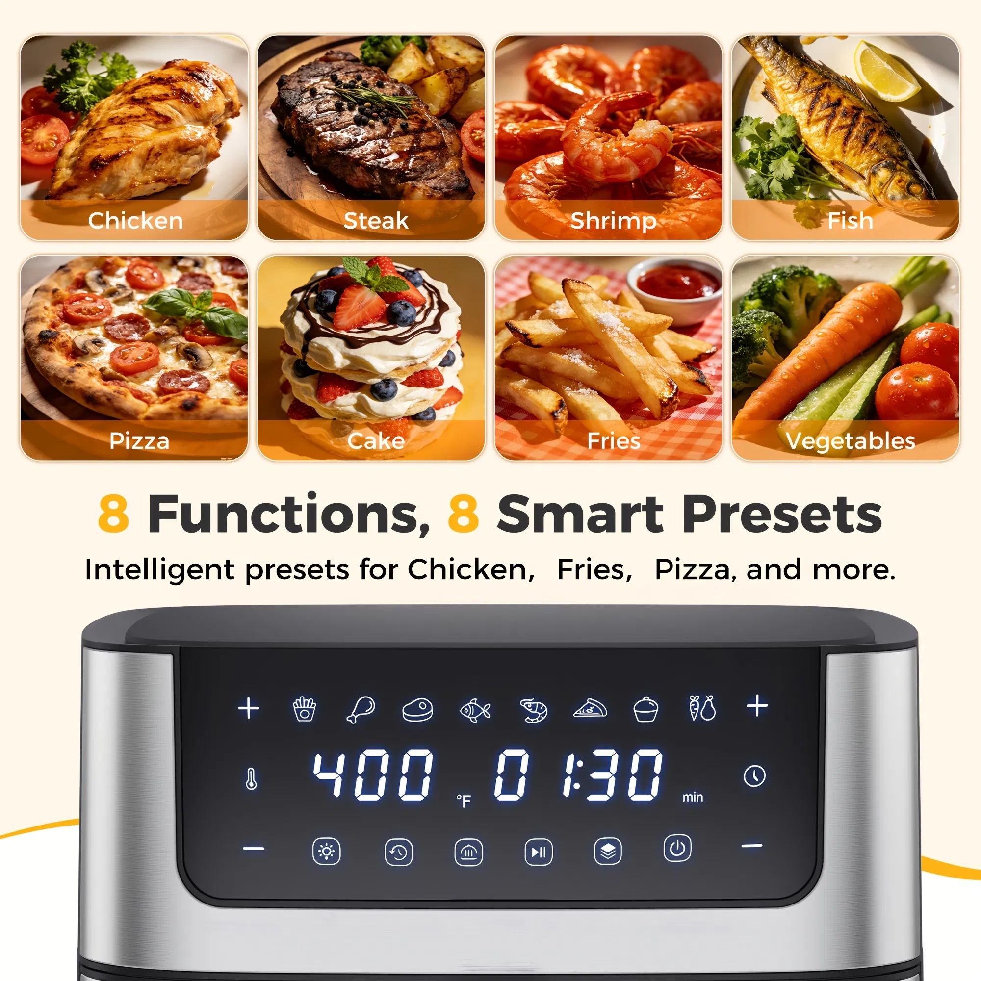 6.34QT Multi-Function Air Fryer with Ceramic Coating Suitable for Roast, Bake, Broil, Dehydrate, Reheat & Keep Warm, Digital Temperature (90°F-450°F), Easy-Clean Cooker for, -Type Plug ( Plug) photo 5