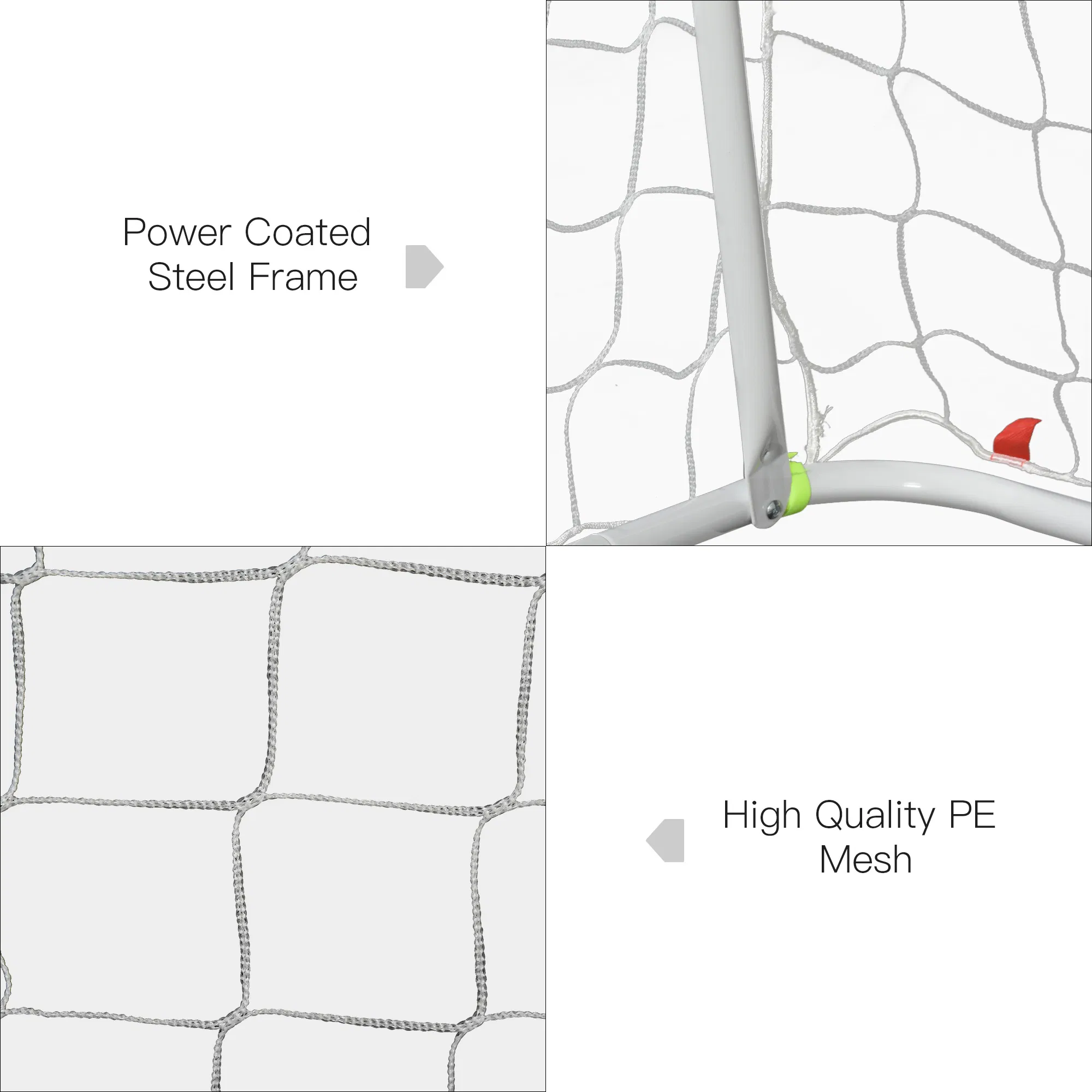 6ft x 4ft Soccer Goal Net with Metal Frame, PE Mesh, Ground Stakes, Easy Assembly, White photo 6