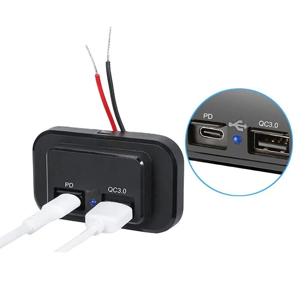 12-24V 4.8A Dual USB PD QC3.0 Car Boat RV Fast Charger Socket LED Power Outlet photo 6