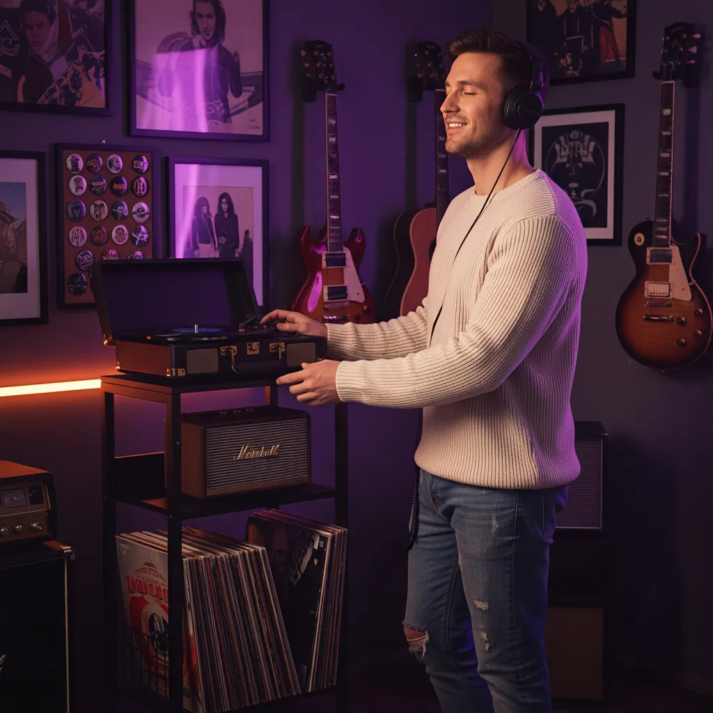 3-Tier Turntable Stand with Vinyl Storage for 100 Albums, Combined CD & DVD Racks, End Side Table for Living Room photo 7