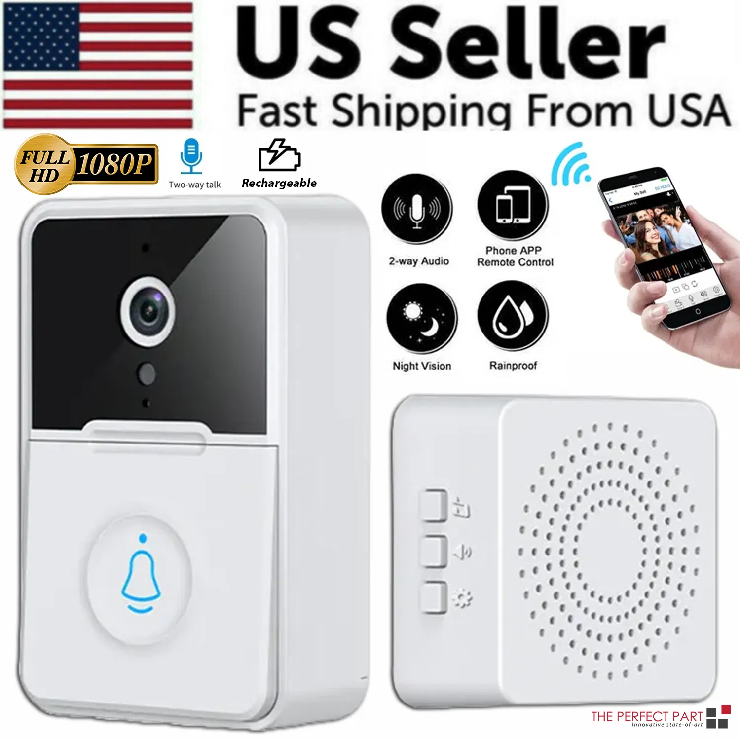 Wireless Security Smart WiFi Doorbell Intercom Video Camera Door Ring Bell Chime photo 1