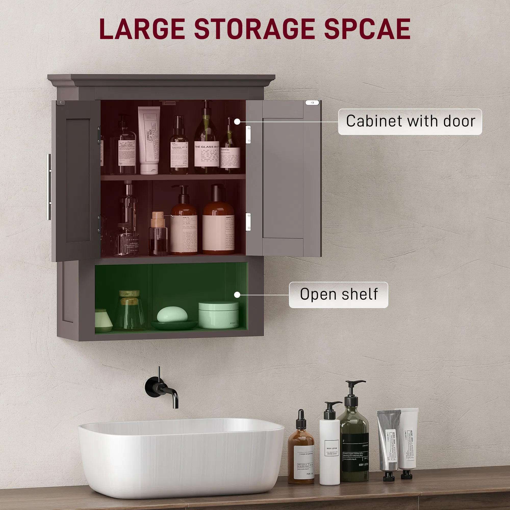 Bathroom Wall Cabinet, Medicine Cabinet, Toilet Storage Cabinet with Shelf for Living Room and Entryway, Brown photo 4
