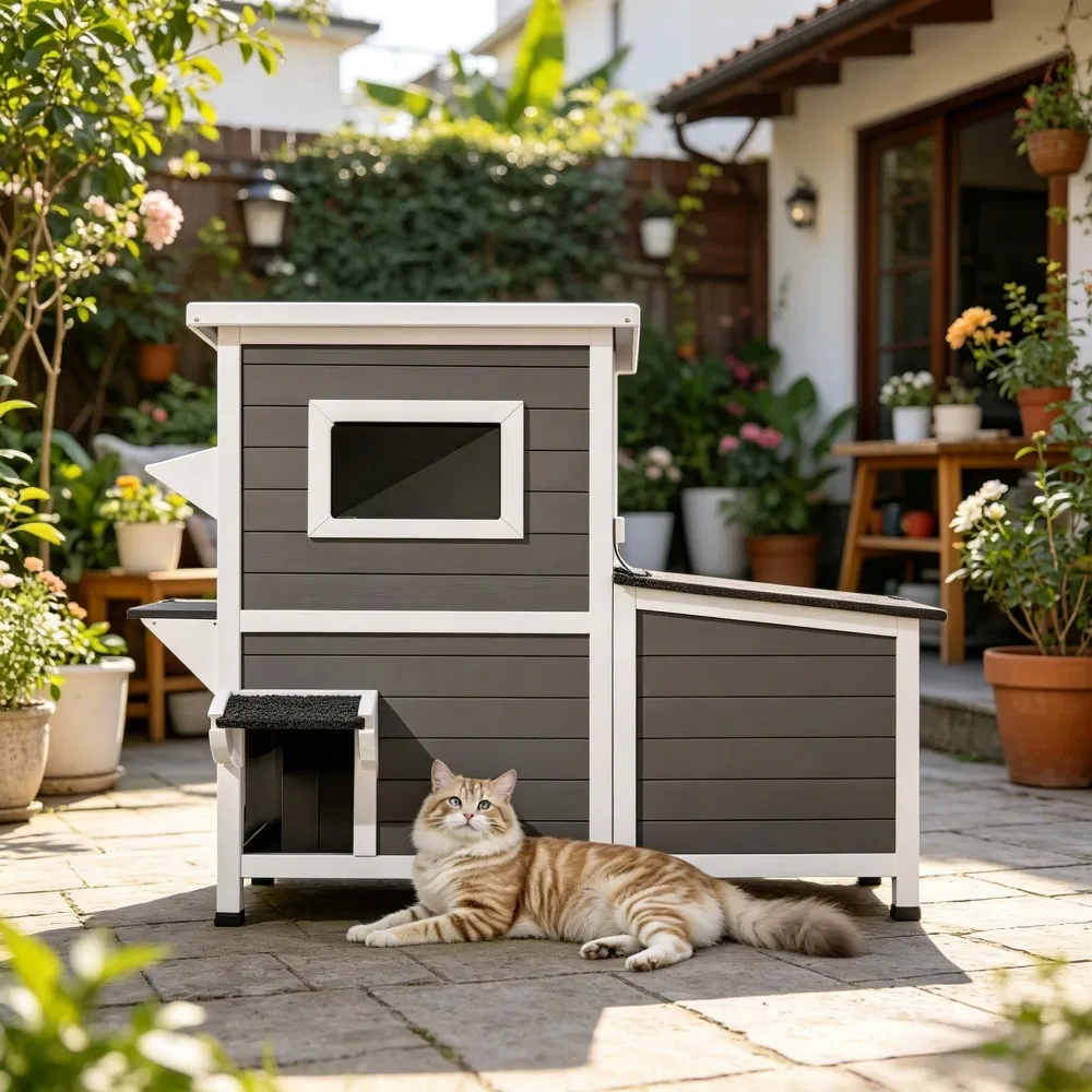 Minimalist Design Cat House with Easy to Clean and Removable Floor for Outdoor photo 4