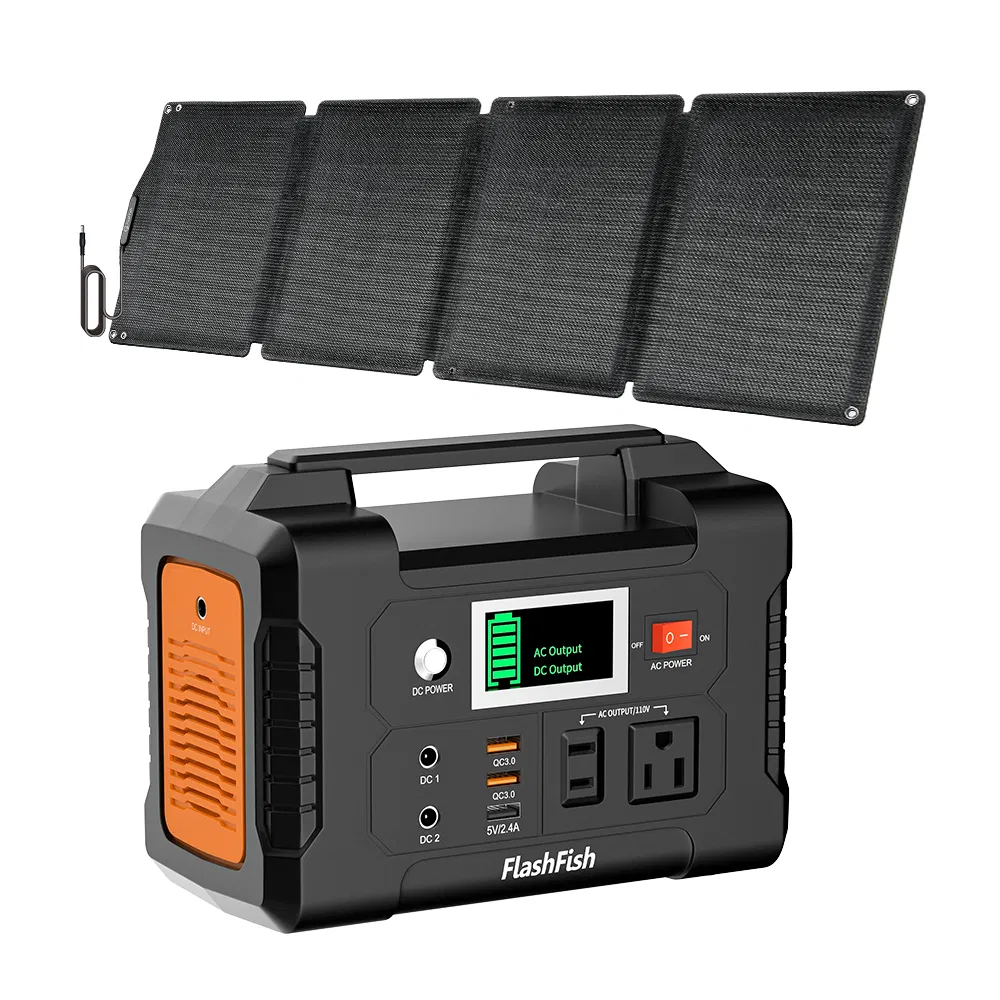 200W Portable Power Station;  FlashFish 40800mAh Solar Generator with 60W 18V ETFE Portable Solar Panel;  Flashfish Foldable Solar Charger photo 1