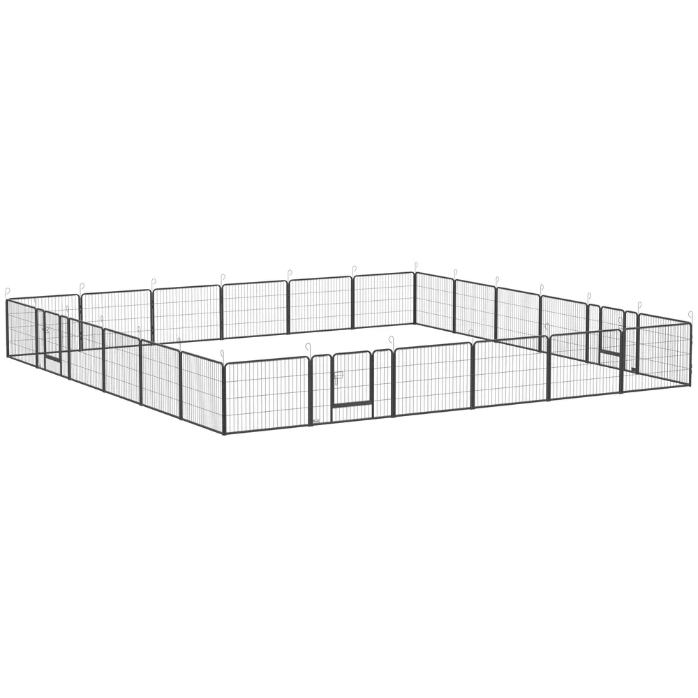 24 Panel 24" Height Heavy Duty Dog Playpen for Small Medium Dogs, Grey photo 7