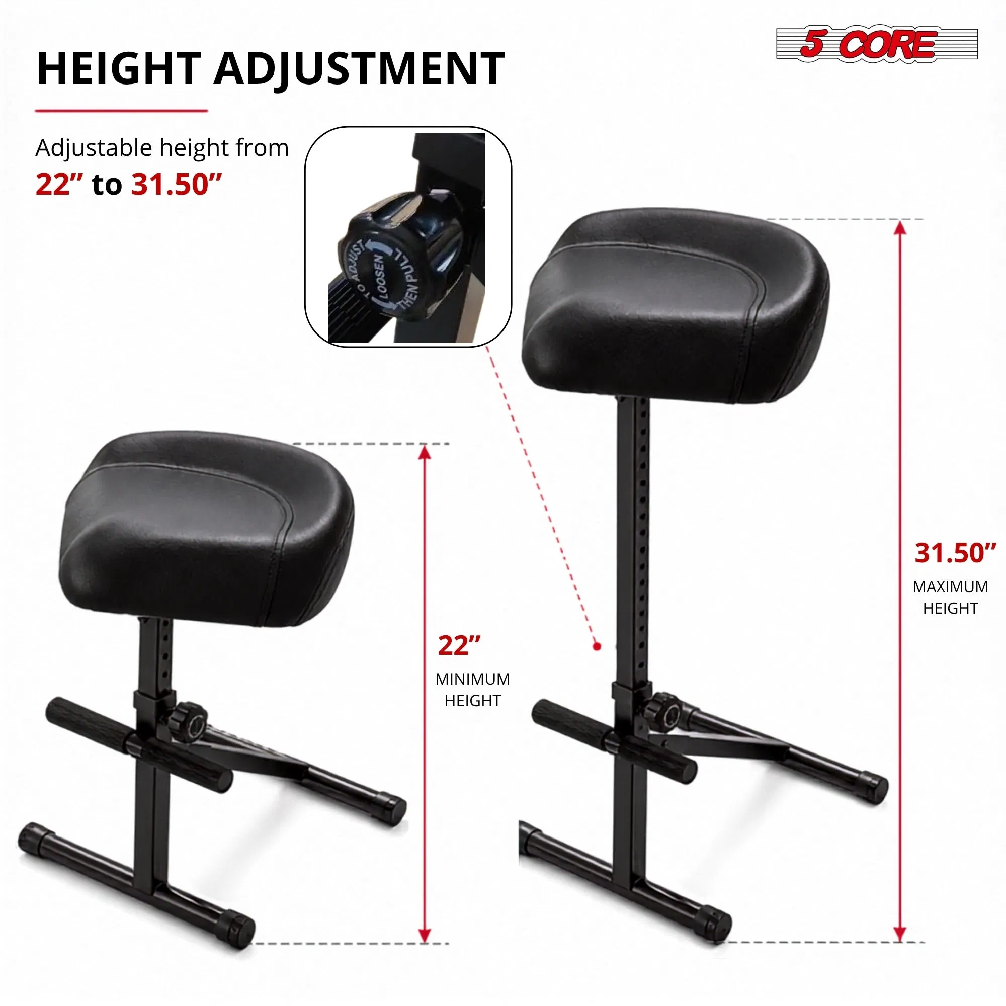 5 Core Guitar Stool 4 Inch Padded Drum Throne Adjustable Musician Seat for Drummers Guitarist photo 2