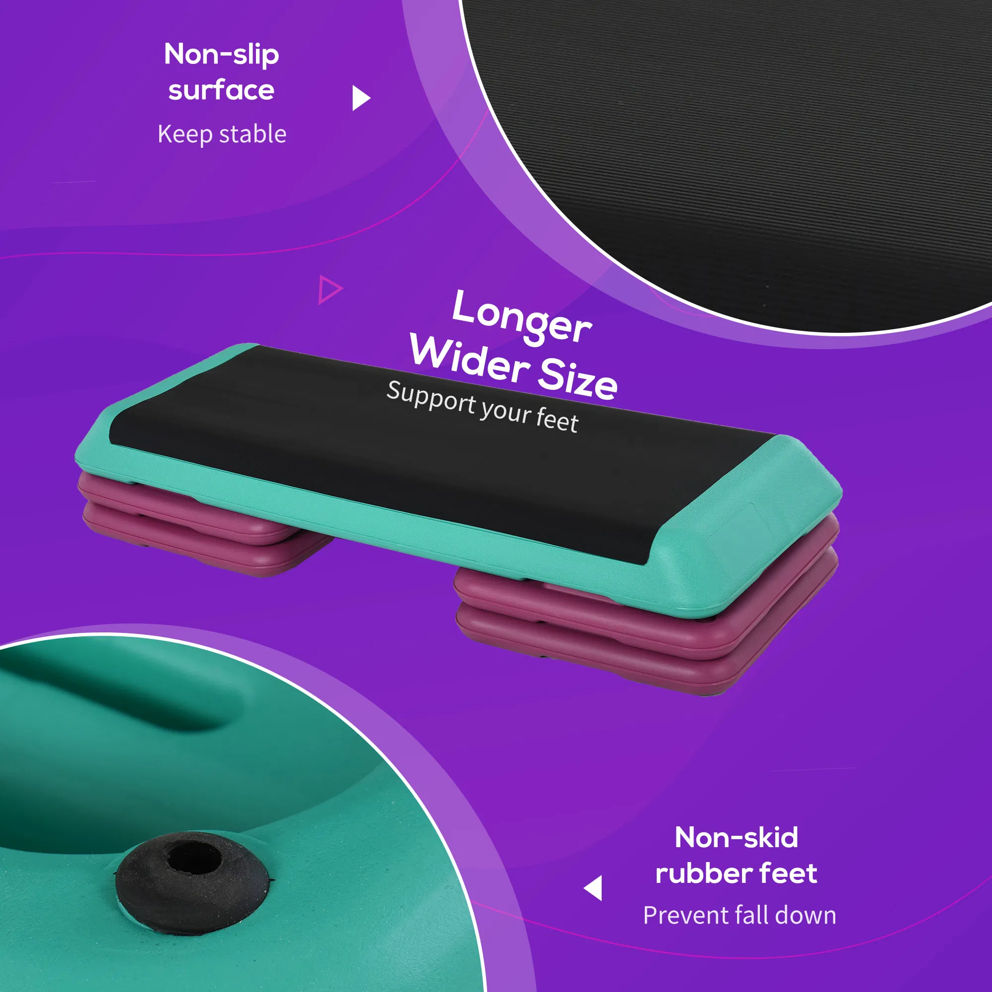 3.9"/5.9"/7.9" Aerobic Stepper Exercise with Non-Slip Top for Home, Office, Indoor, Outdoor, Multicolour photo 6