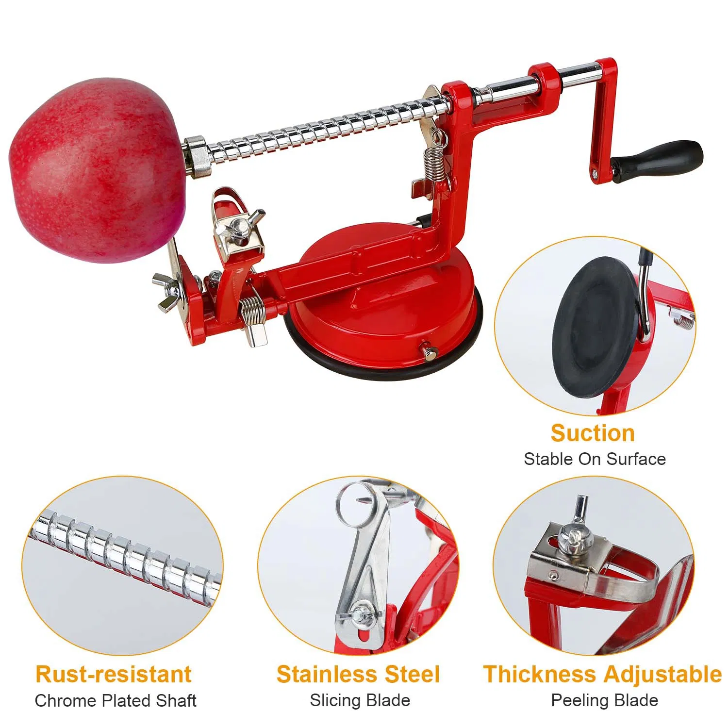3In 1 Apple Peeler Manual Rotation Potato Fruit Core Slicer Kitchen Hand Cracking Corer photo 7